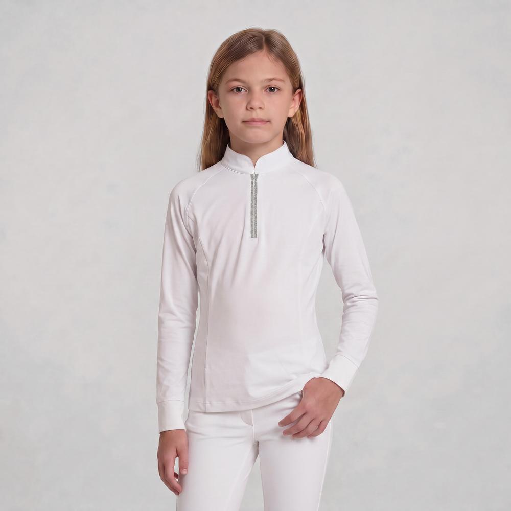 Turniershirt Classic Mädchen langarm mit Glitzerreißverschluss