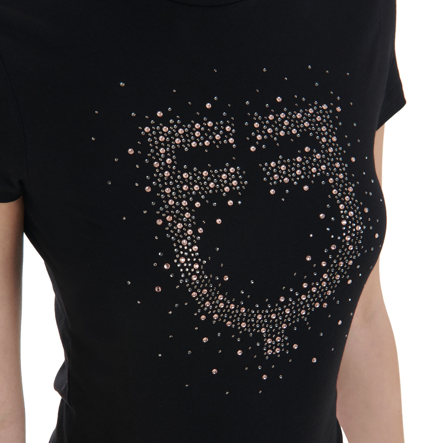 Schmal geschnittenes Damen-T-Shirt mit pinkem Strass