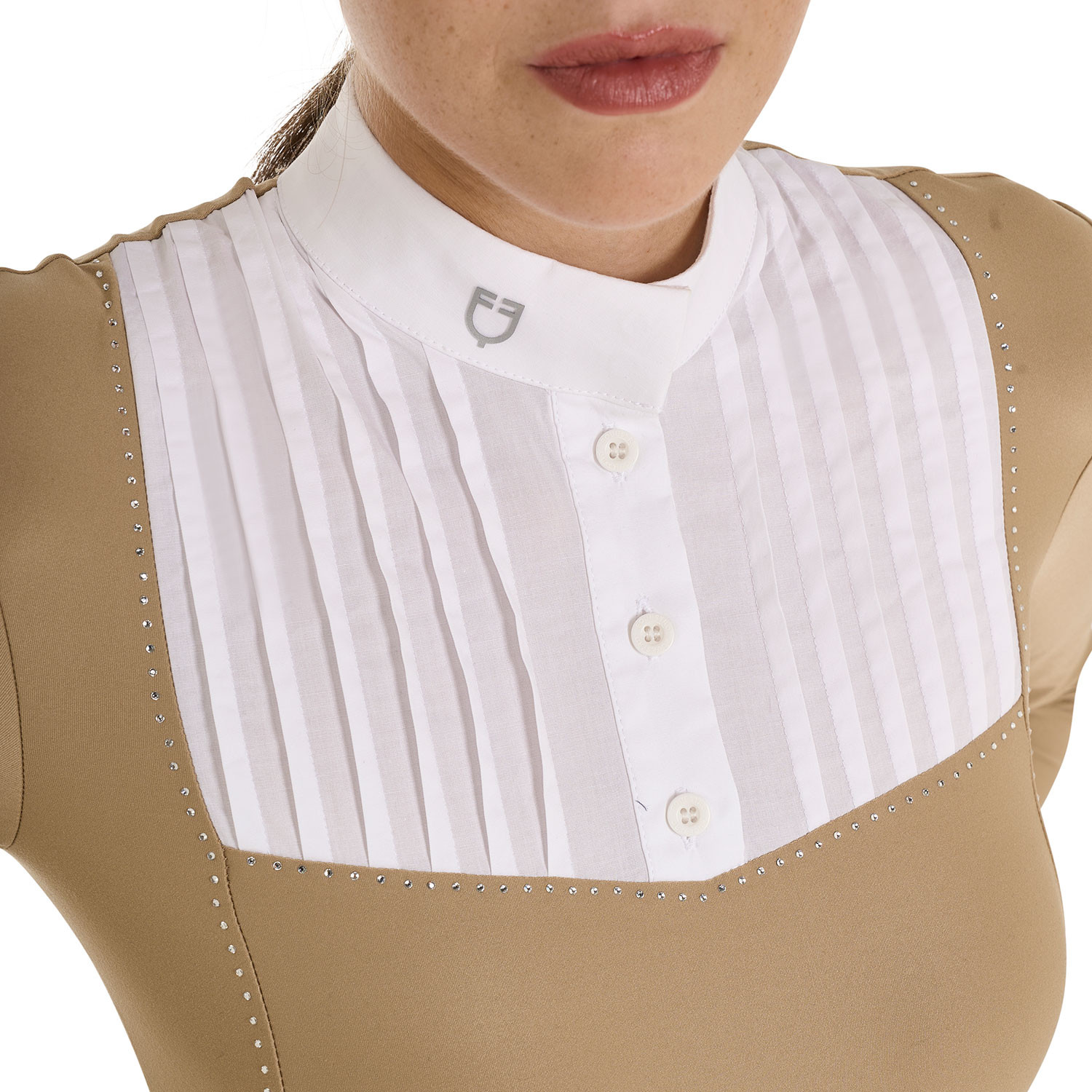 Tailliertes Damen-Turnierpoloshirt mit Strasssteinen
