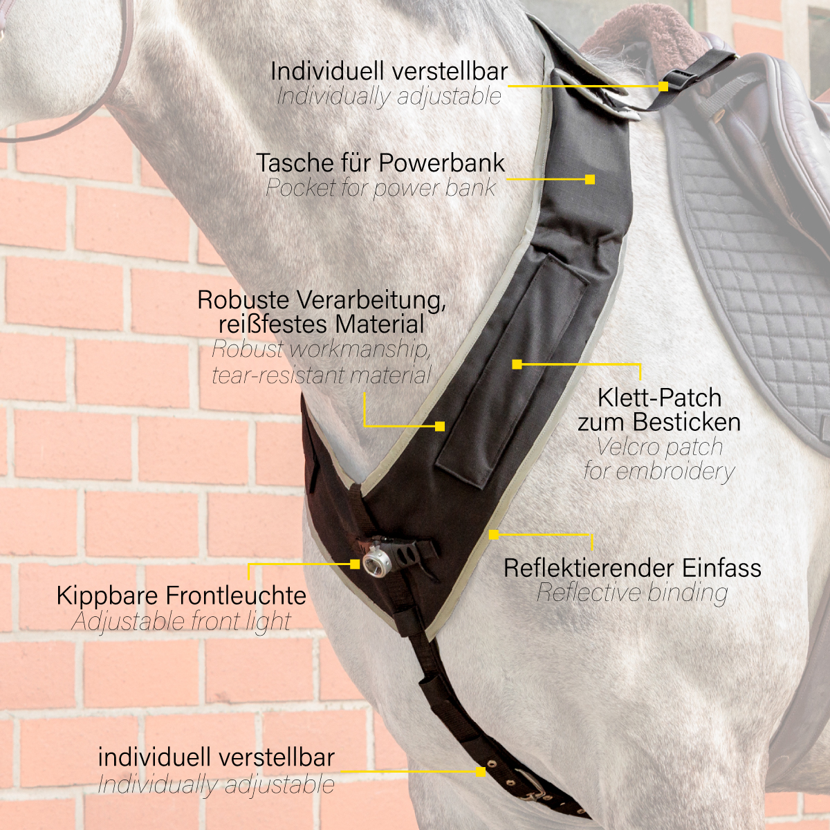 Breastplate "Horselight"-white front light