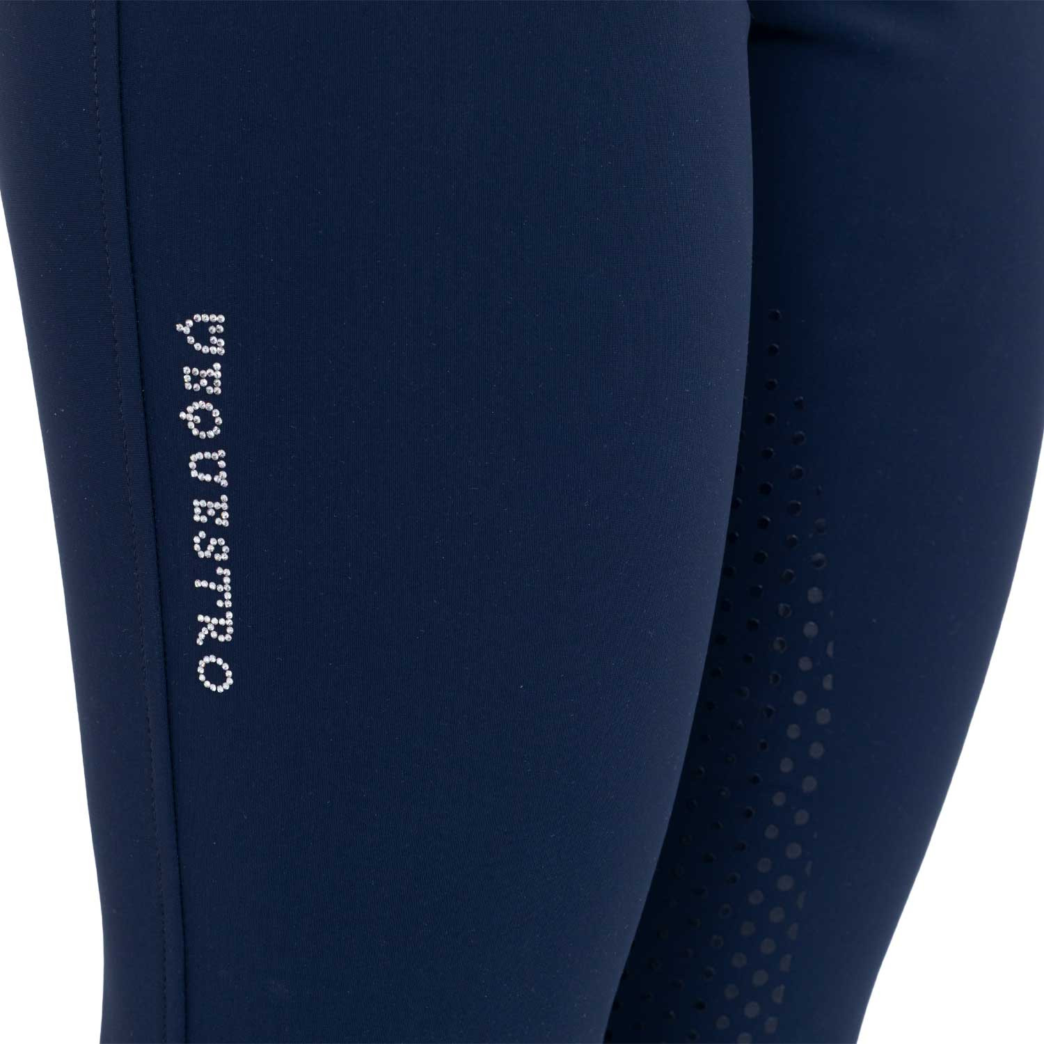 Damen-Reithose mit hohem Bund, Vollbesatz und Strass-Logo