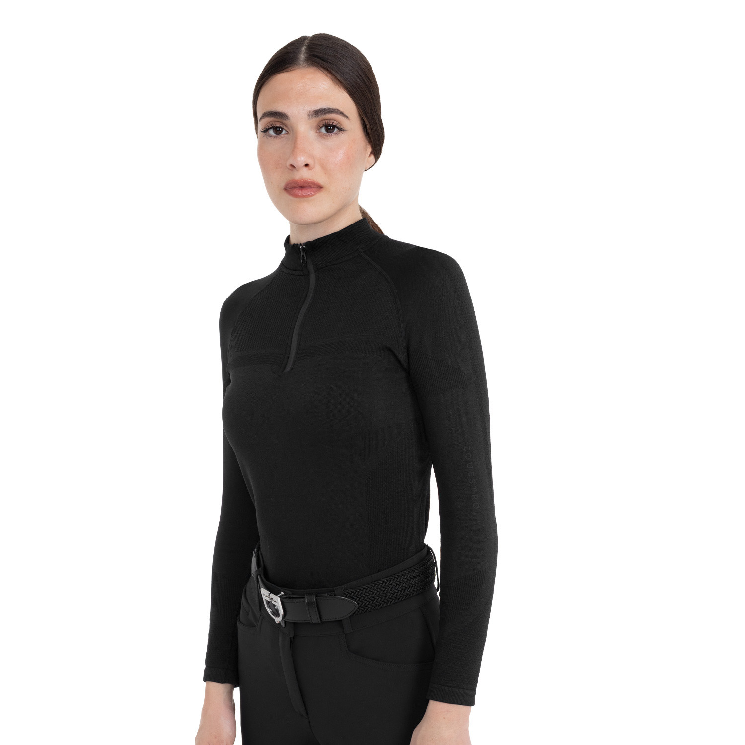 Trainings-Poloshirt für Damen aus technischem Strick mit Reißverschluss