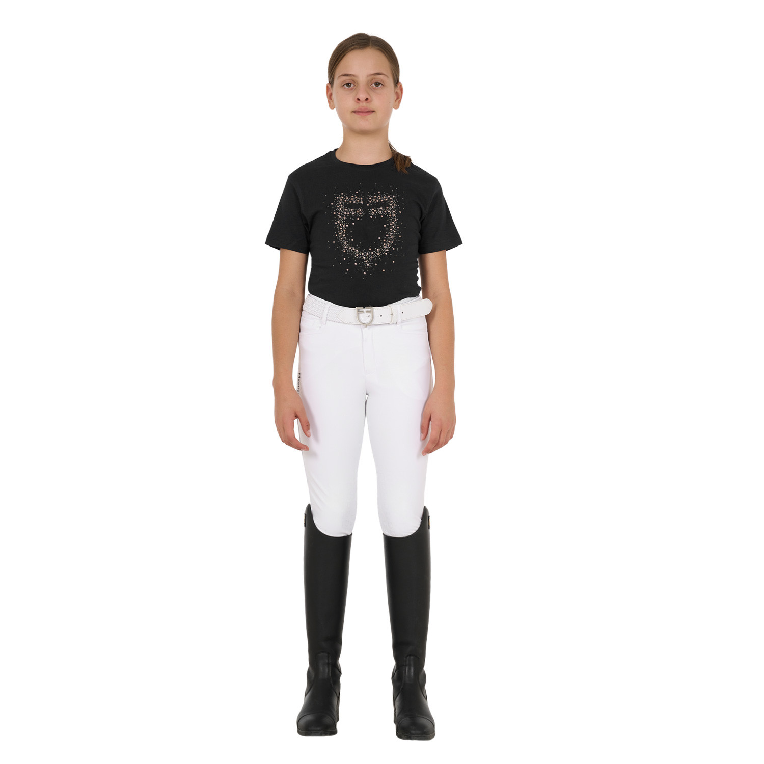 Schmal geschnittenes Mädchen-T-Shirt mit Glitzer-Logo