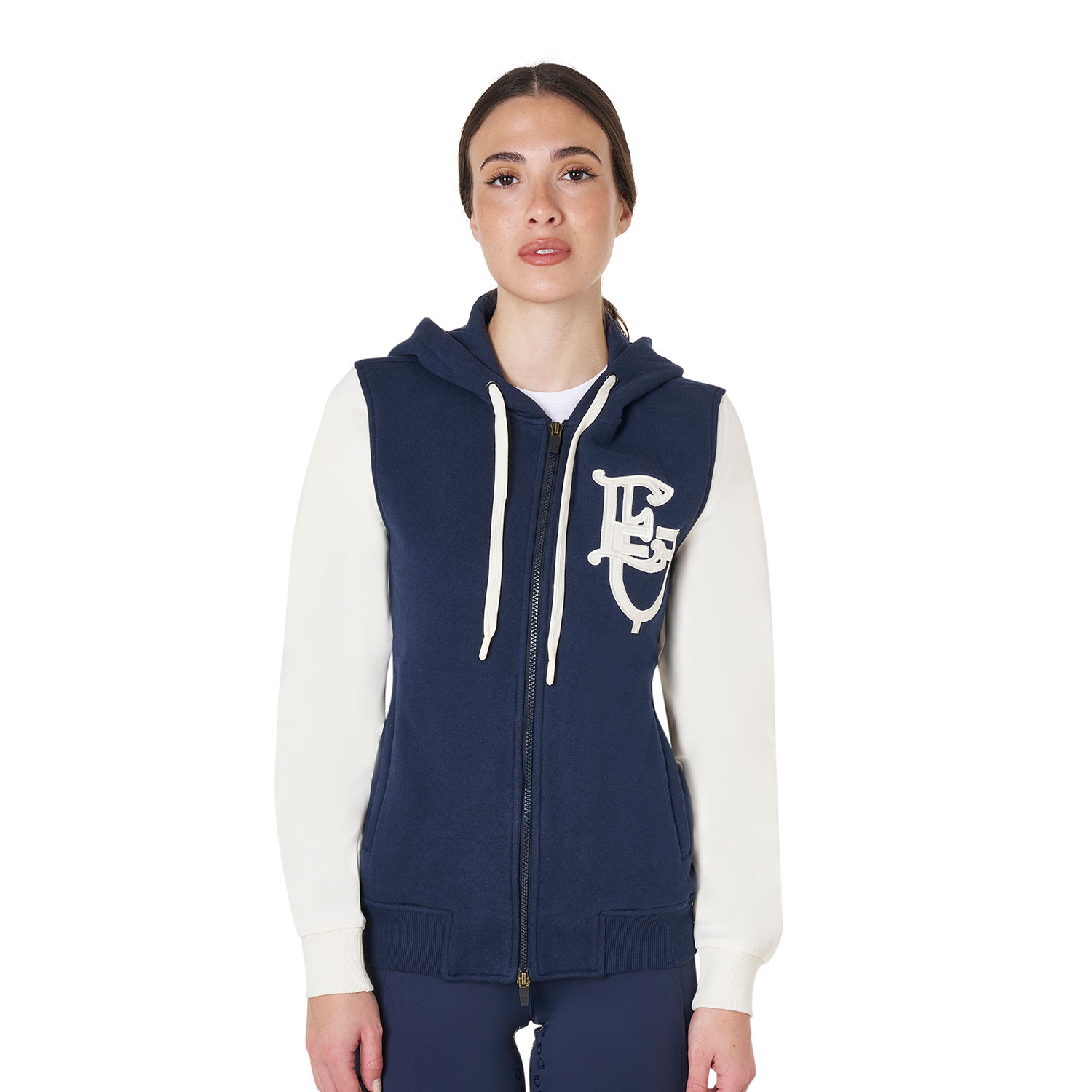 Damen-EQ-Hoodie zweifarbig mit Frontreißverschluss