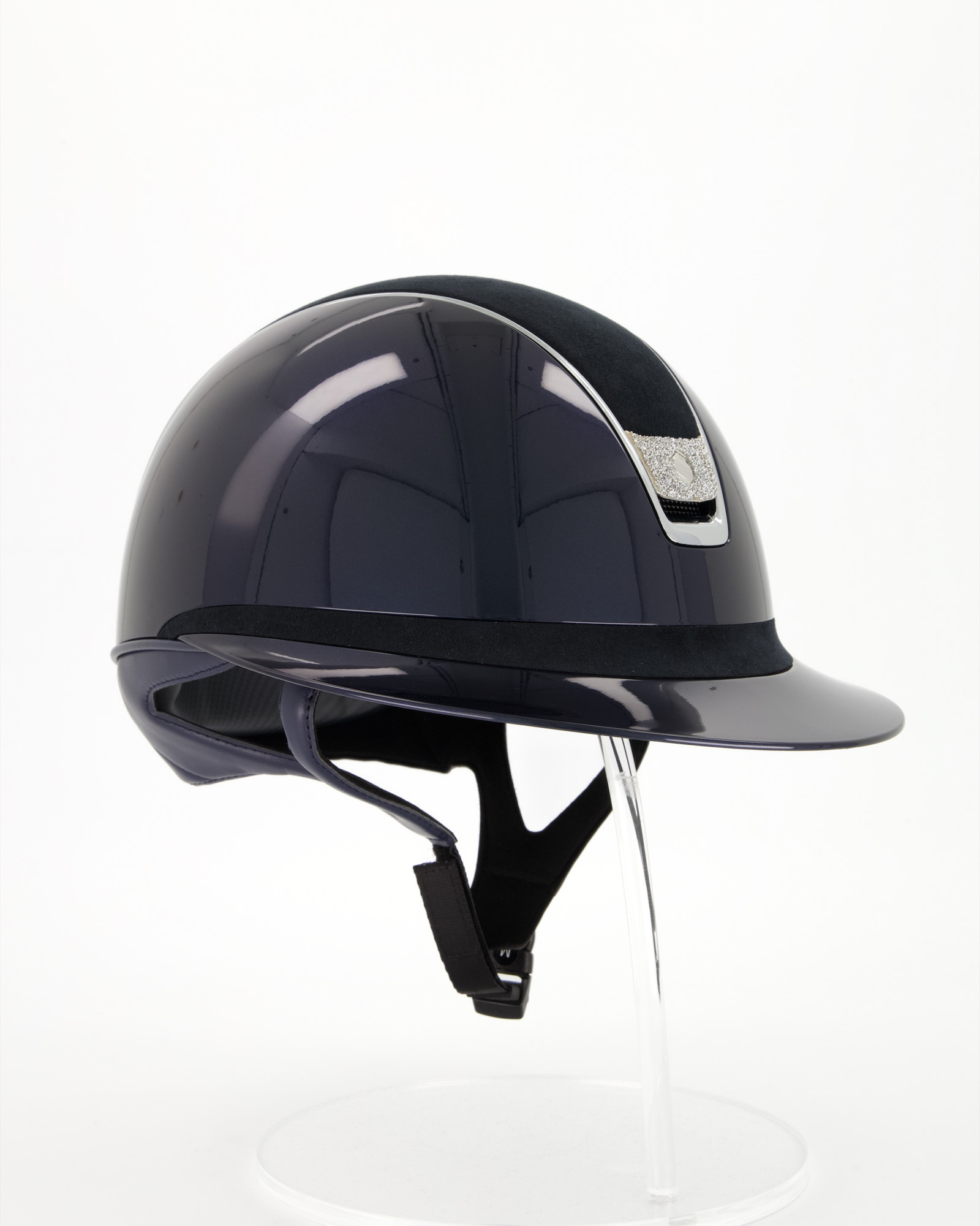 Reithelm Miss Shield 2.0 Shadowglossy, Top Alcantara Blue, Frontal Band Alcantara Blue, Trim Chrome Silver, Blason Crystal Fabric Silver in Blau