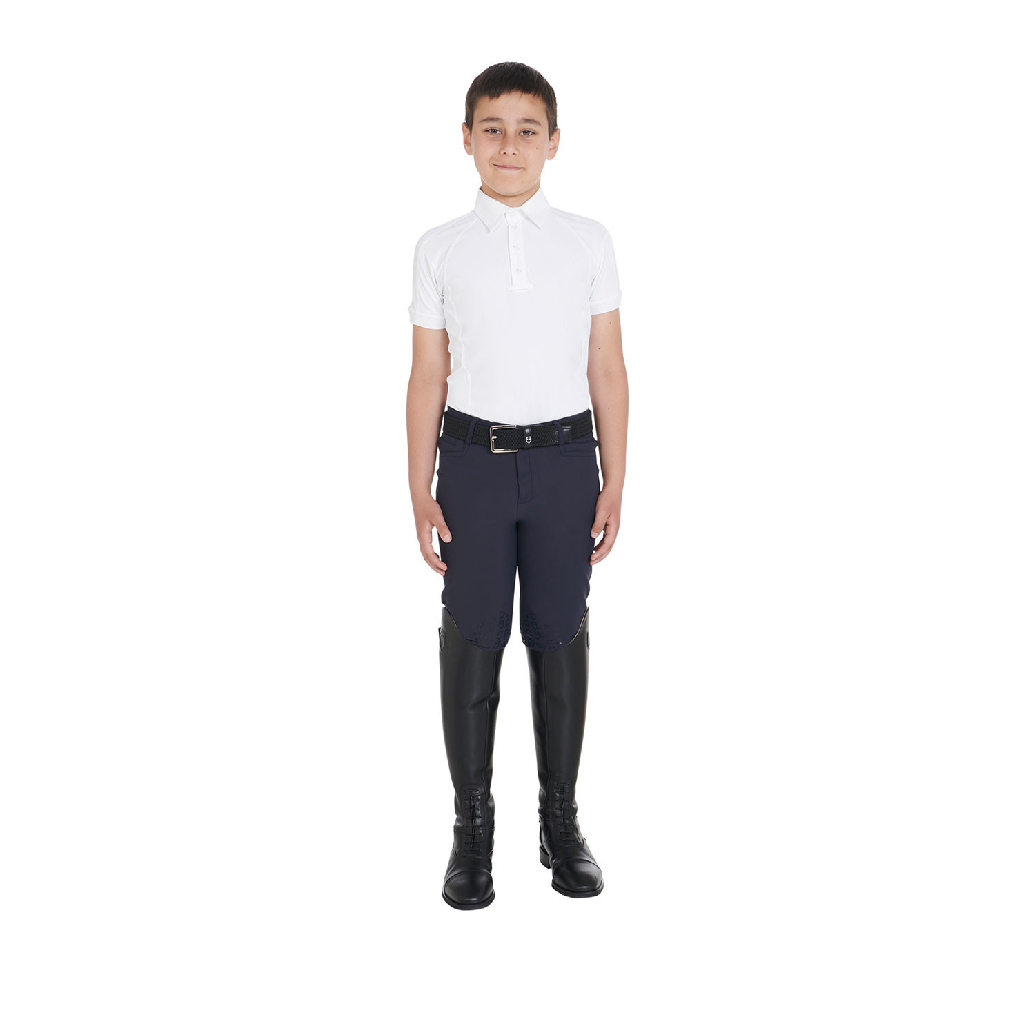 Slim-Fit-Turnierpoloshirt für Jungen mit vier Knöpfen