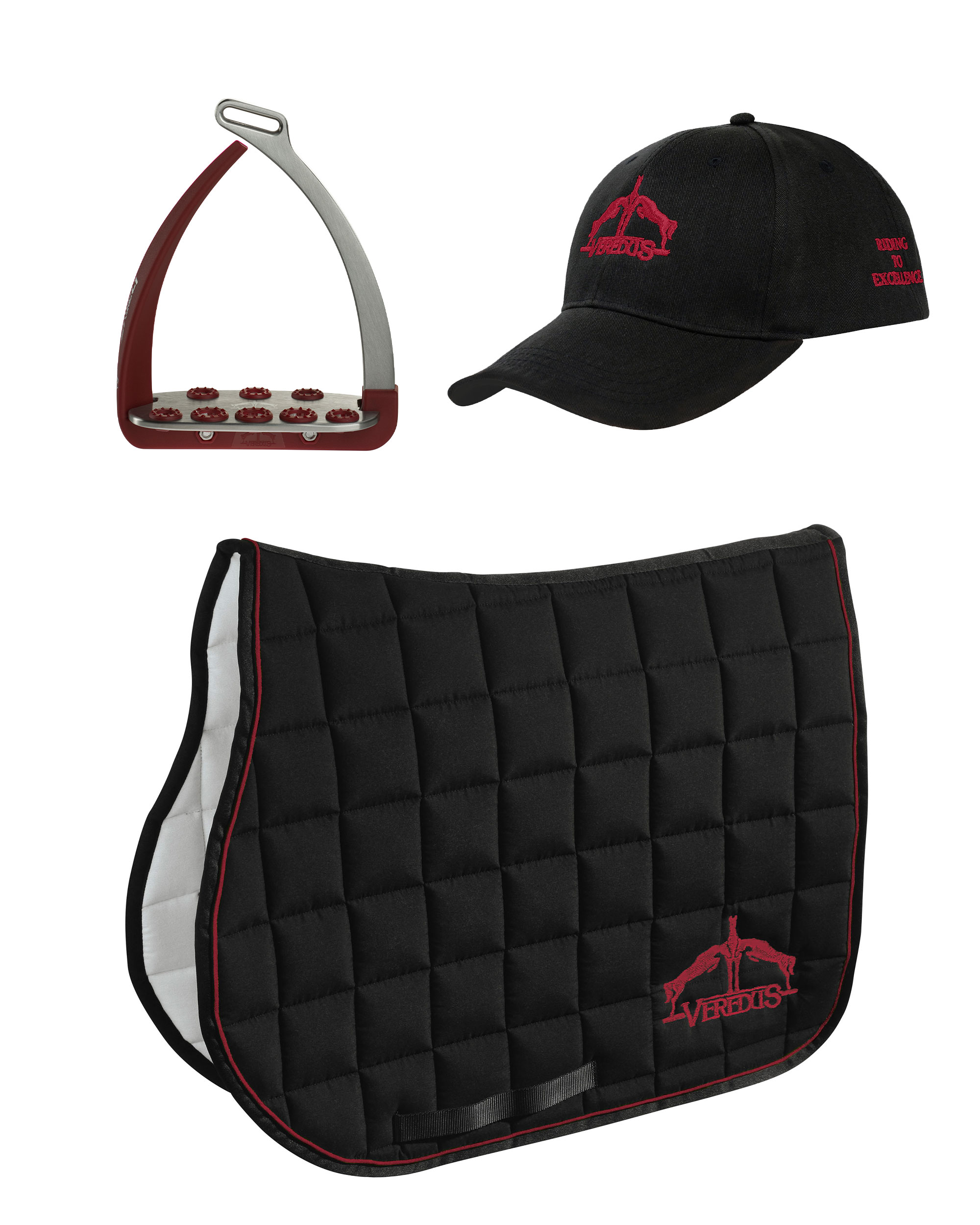 Set Steel 1 Steigbügel, Schabracke und Cap