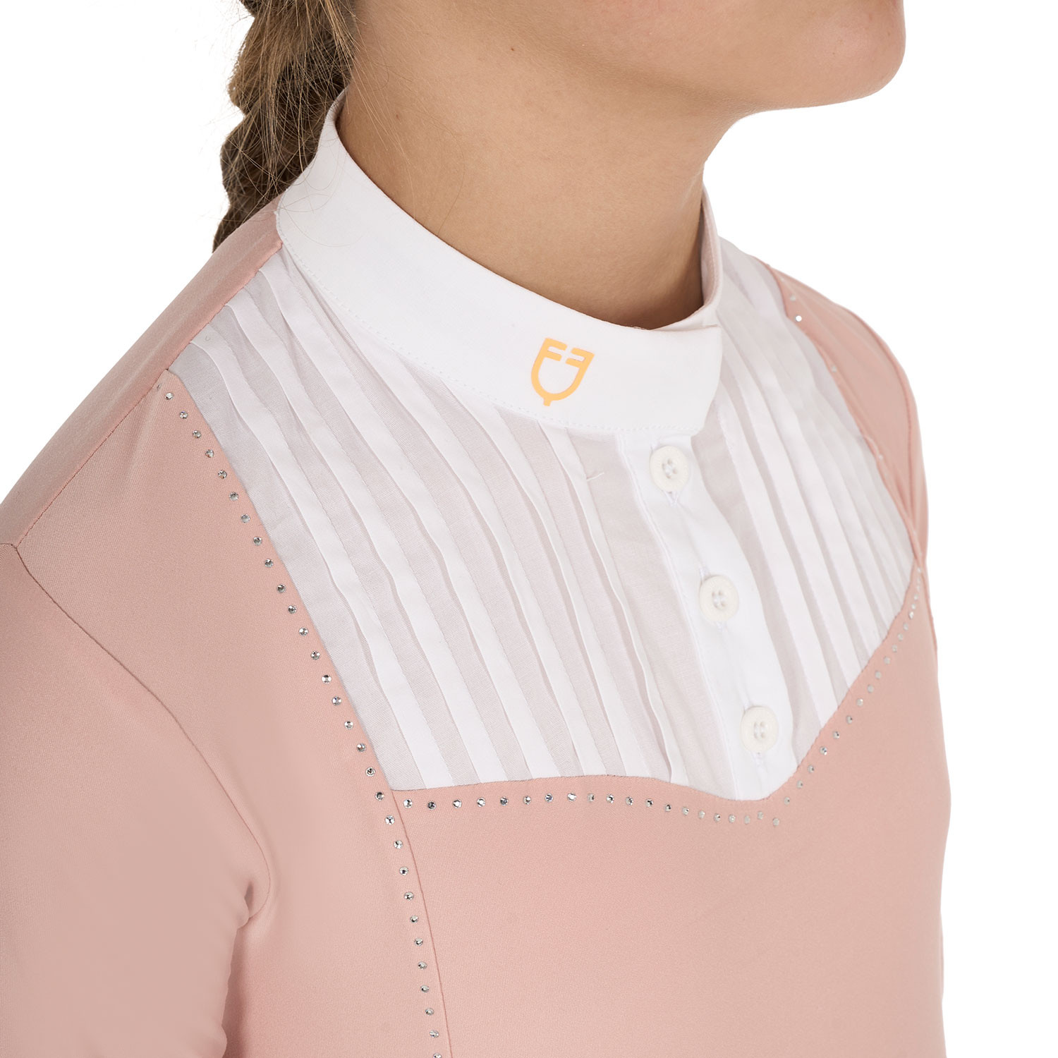 Polo de concours fille coupe ajustée avec strass