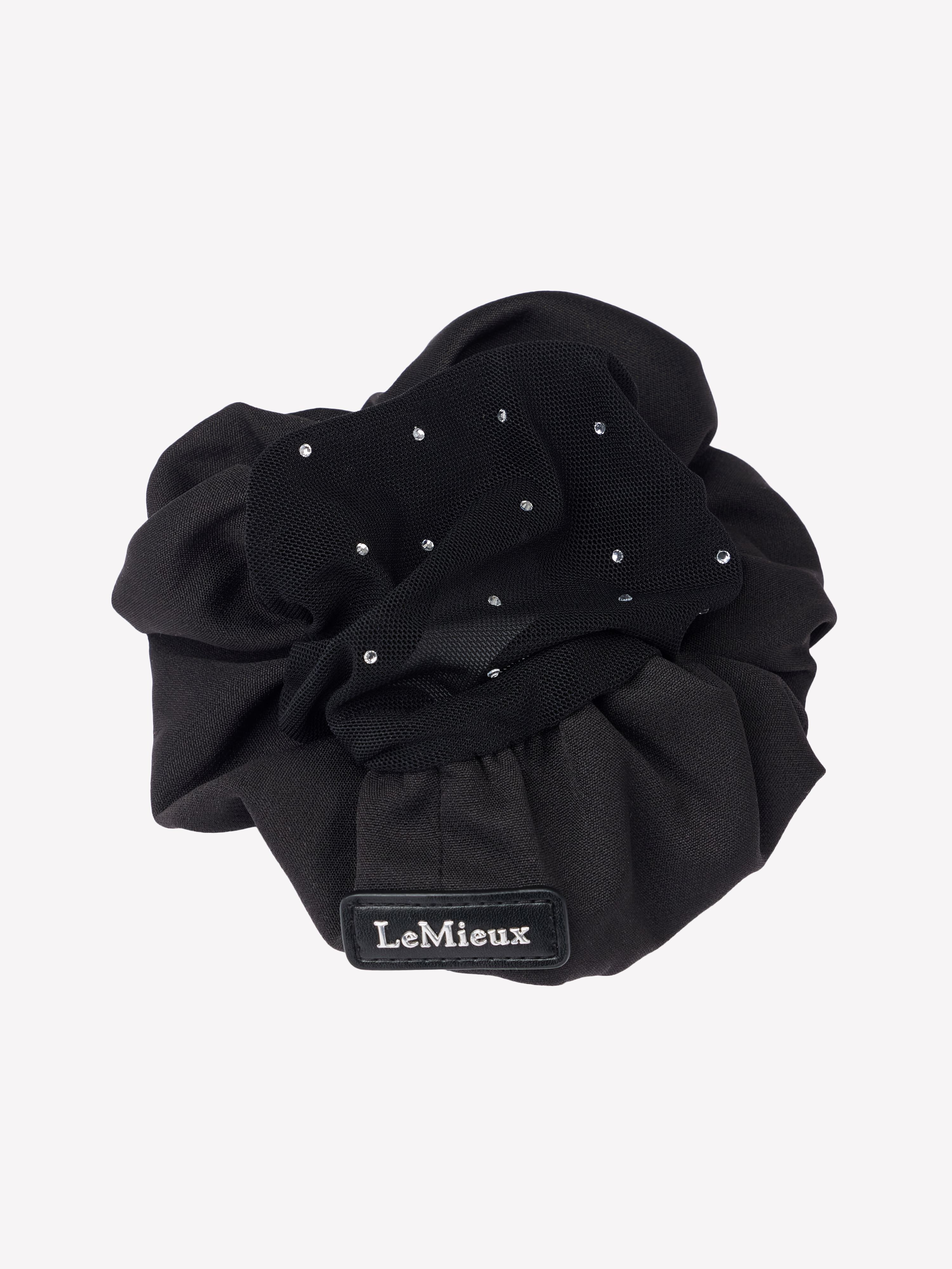 Scrunchie mit Kristall-Haarnetz Schwarz/Schwarz