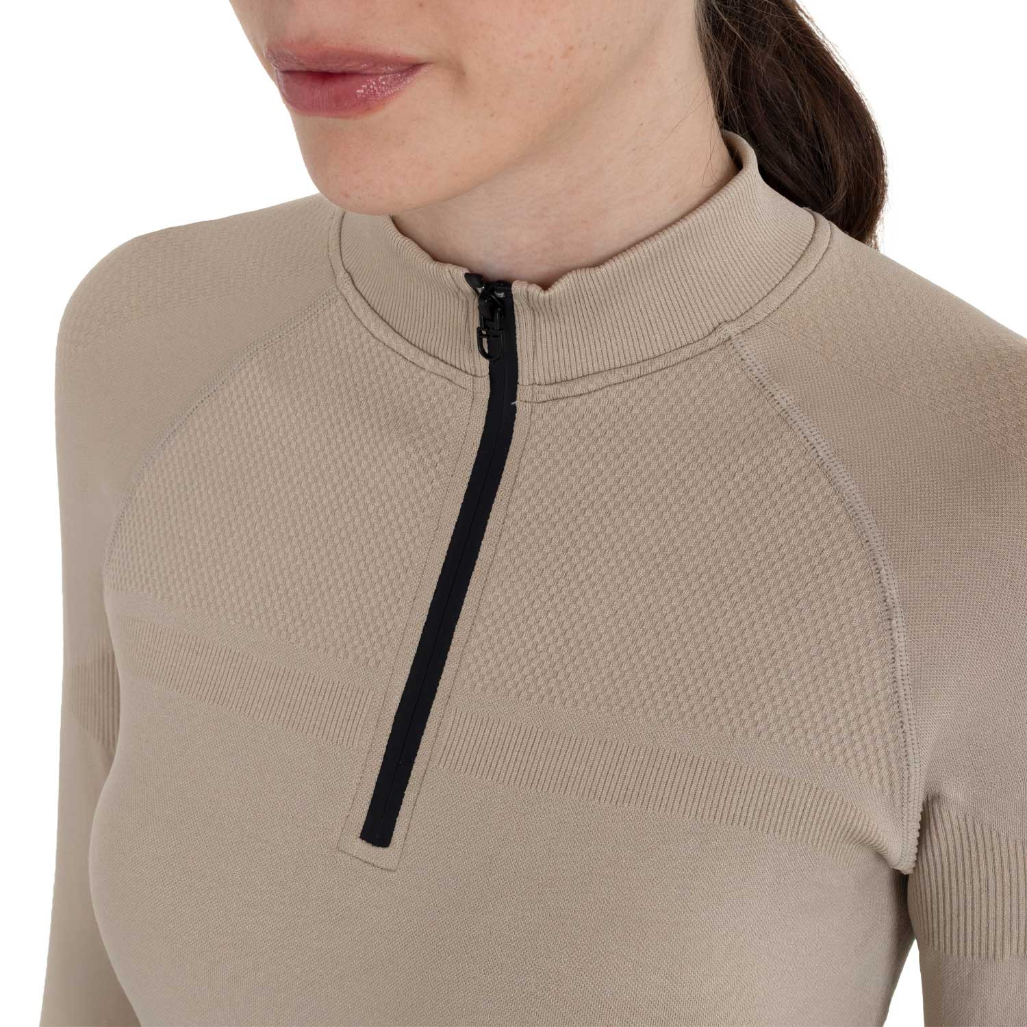 Trainings-Poloshirt für Damen aus technischem Strick mit Reißverschluss