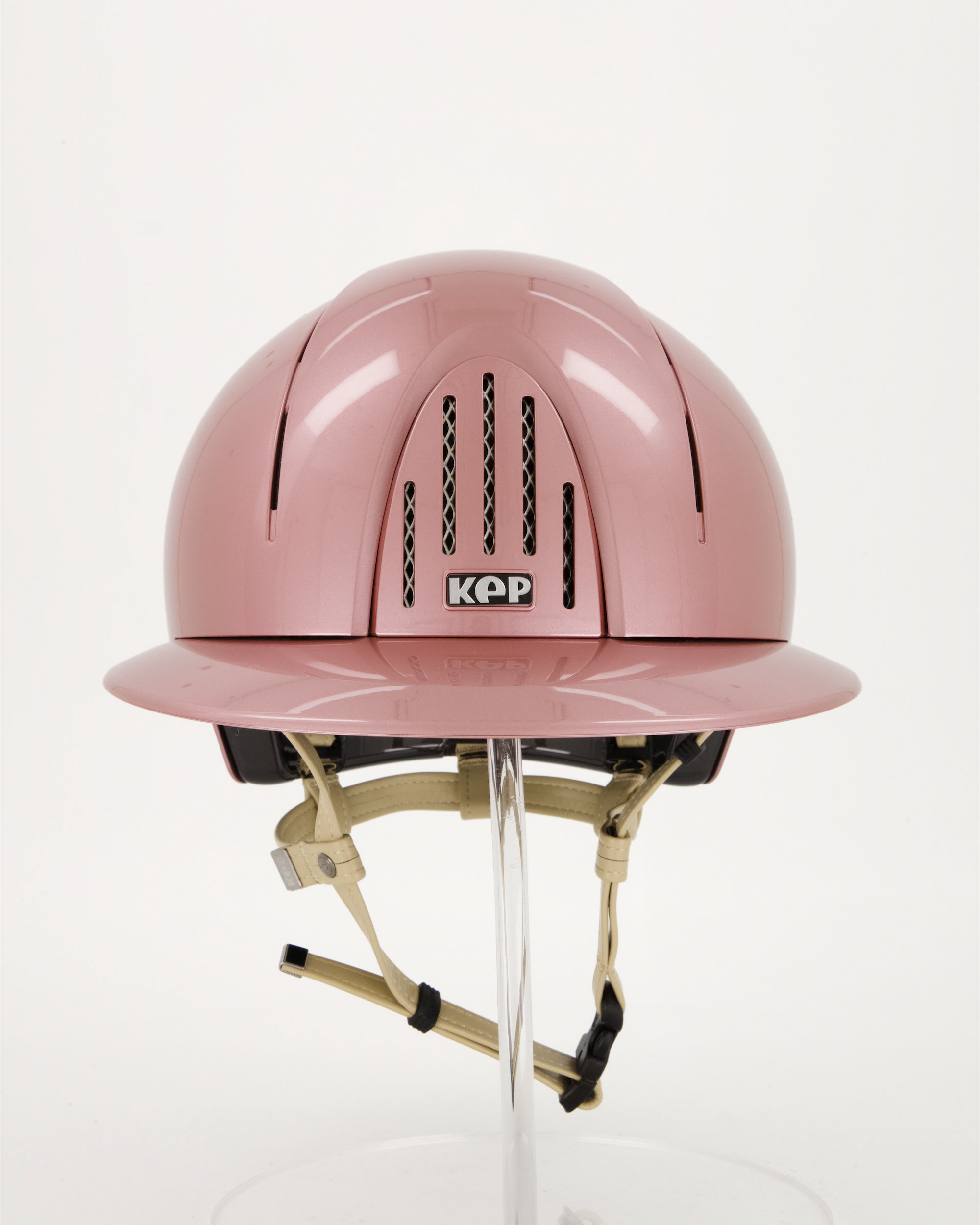 Reithelm Smart Nova Polish pink Polo mit beigem Kinnriemen