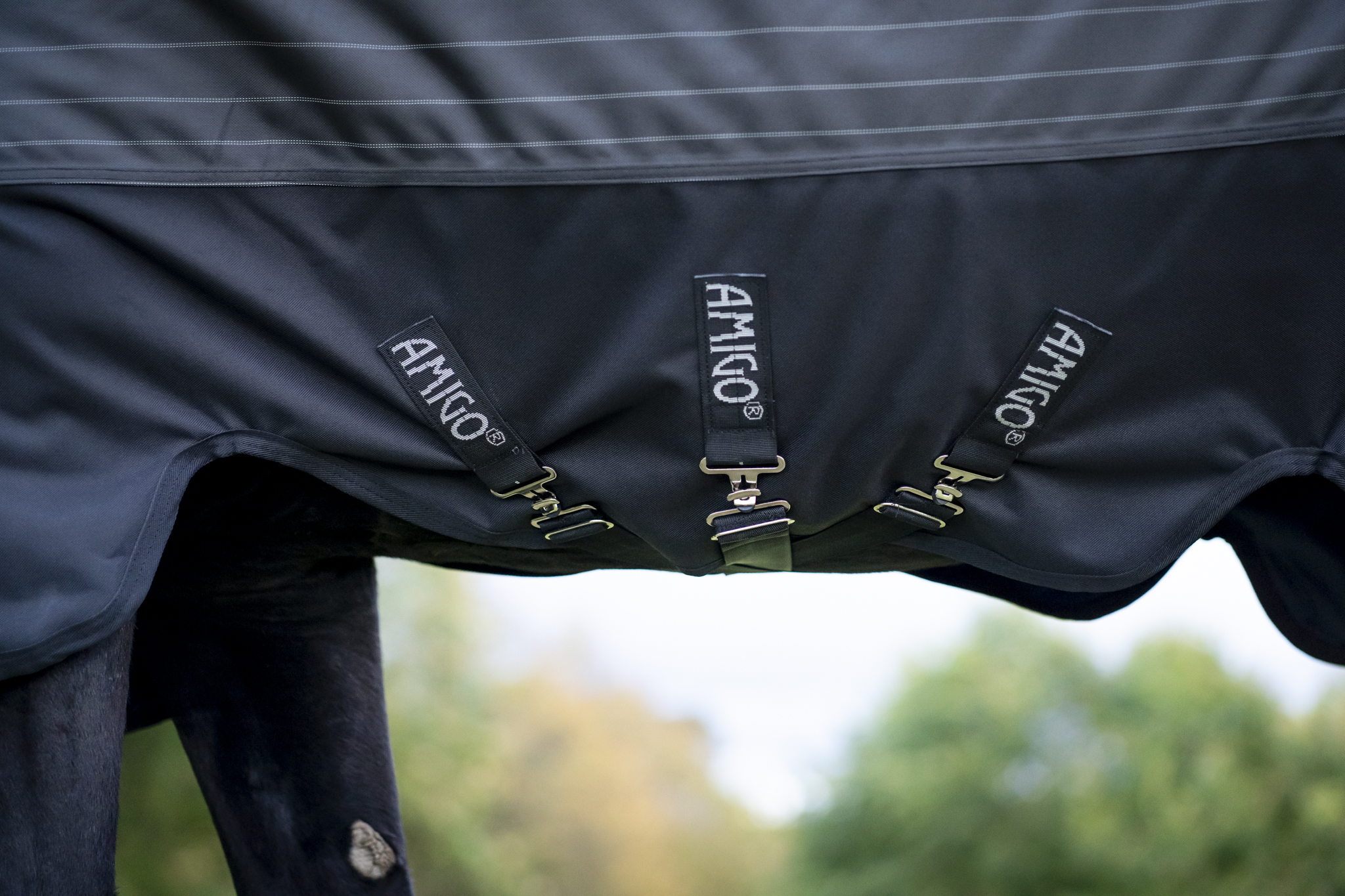 Outdoordecke Amigo 1200D FieldSafe Reflectech Plus Turnout 50g in Black/Reflective & Black