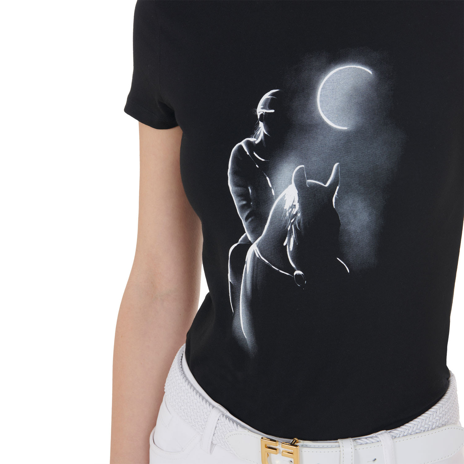 Tailliertes T-Shirt mit Moonlight-Print