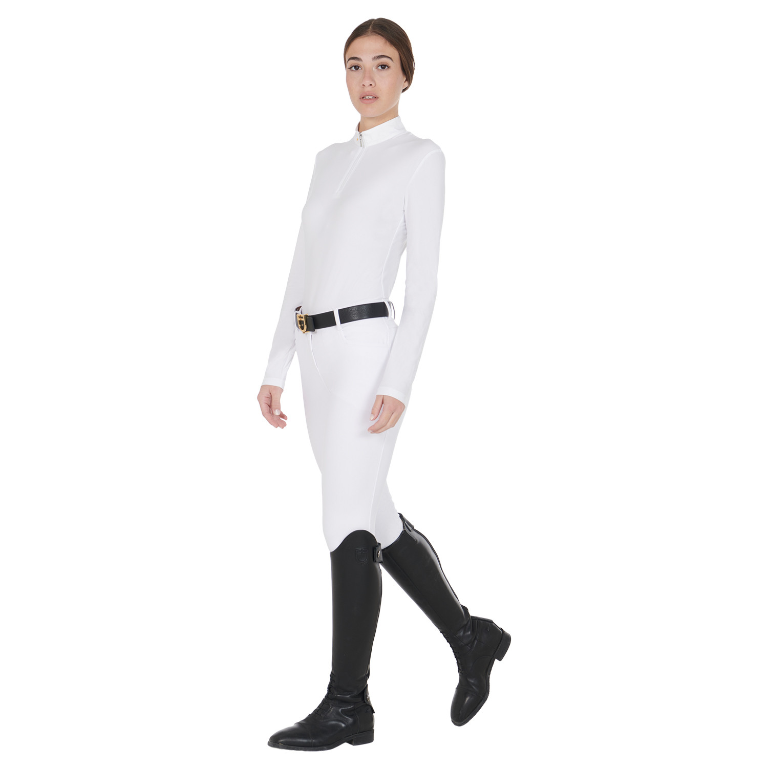 Langarm-Poloshirt aus technischem Fleece für Damen