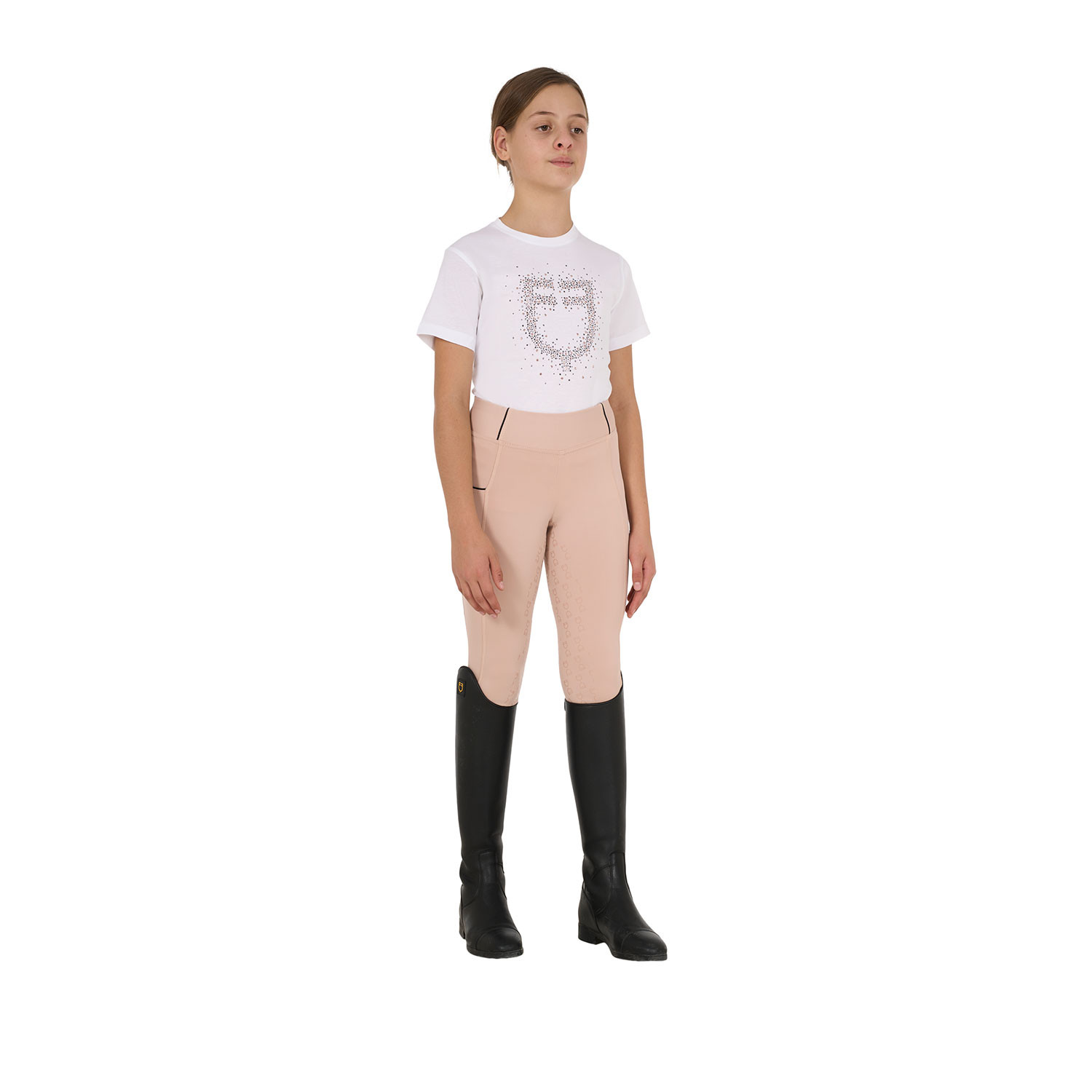 Schmal geschnittenes Mädchen-T-Shirt mit Glitzer-Logo