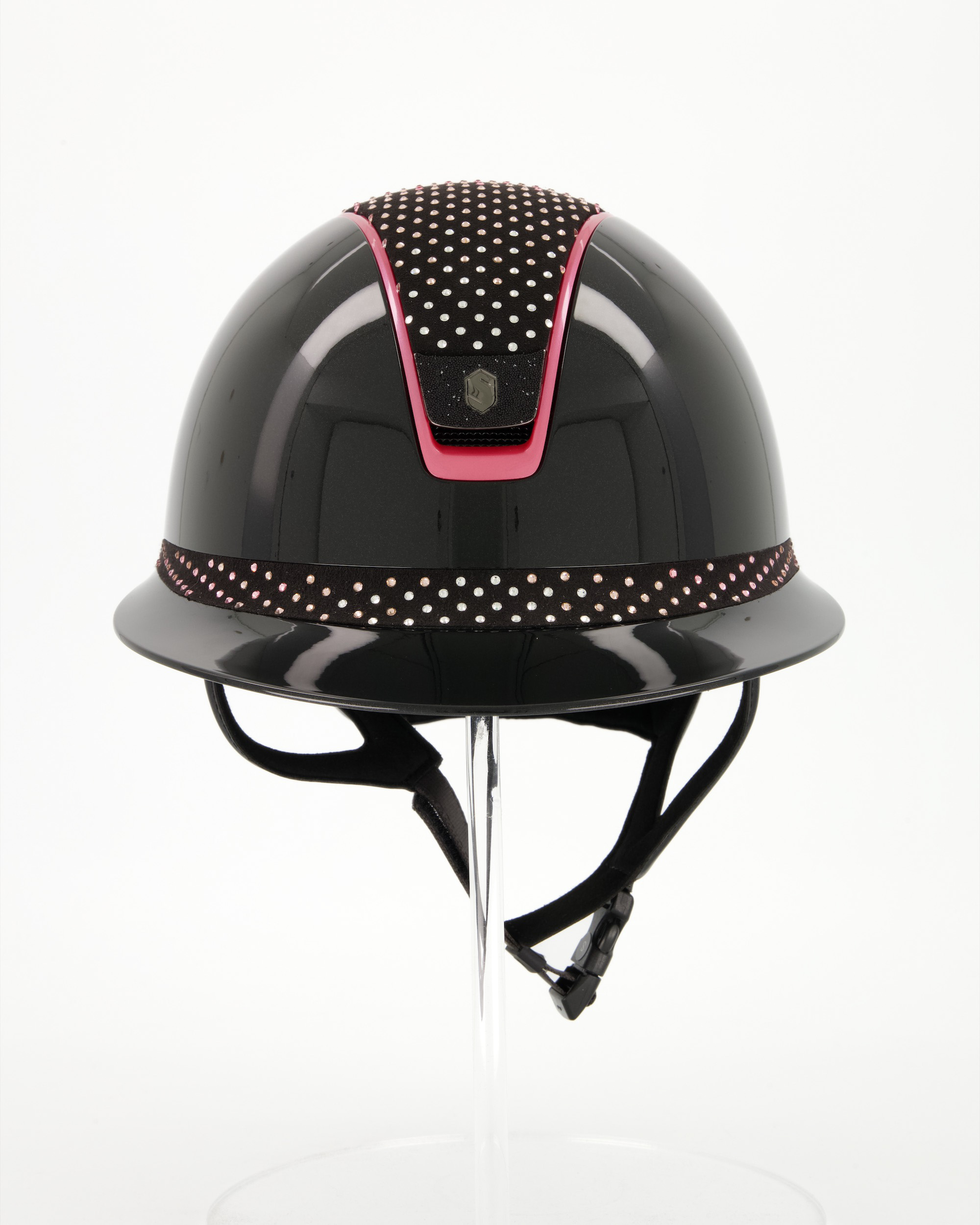 Reithelm Miss Shield 2.0 Shadowglossy black, Top u. Frontalband Sparkling progressive pink, Trim Metallic BabyPink, Blason Crystal Fabric black