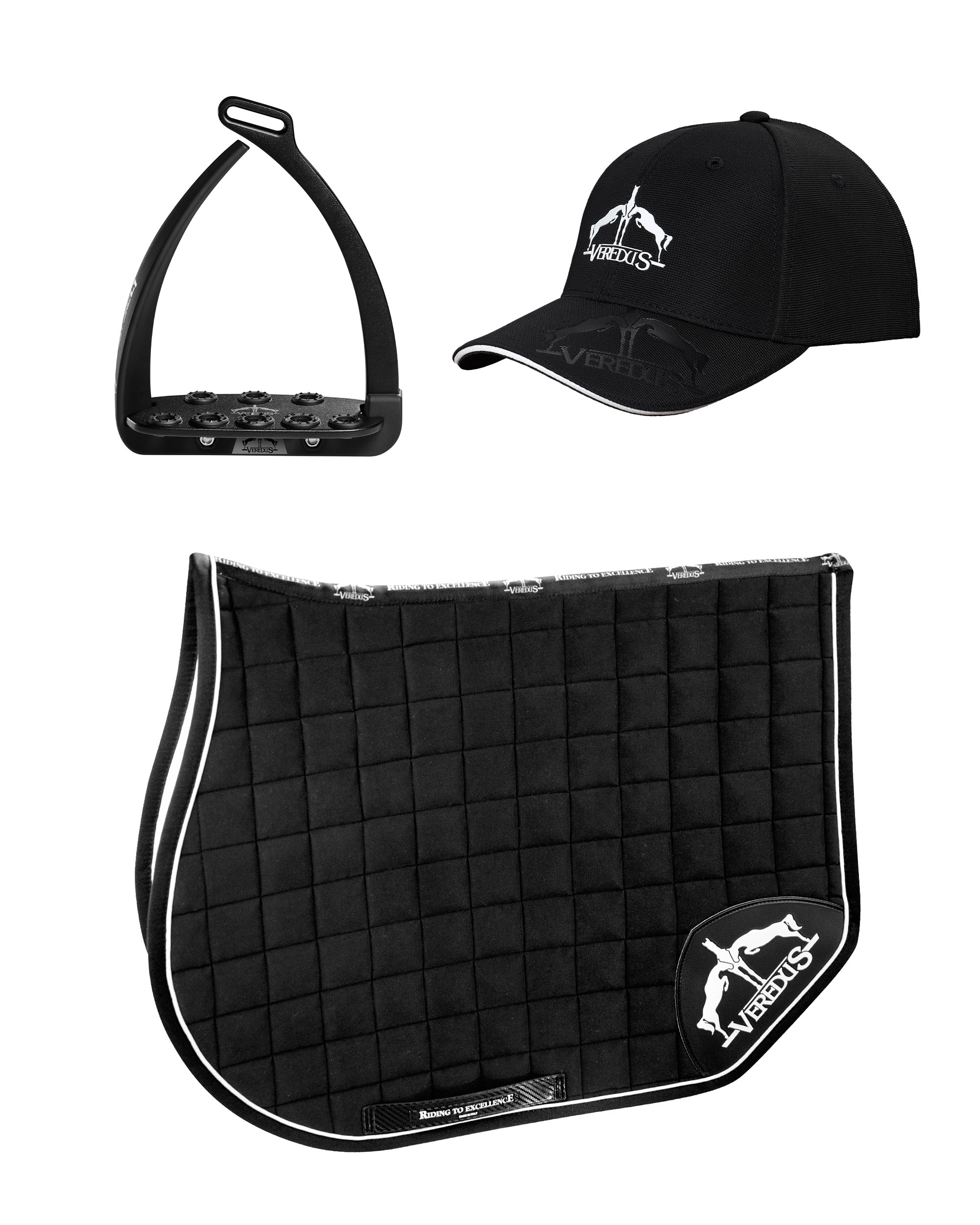 Set Steel 1 Steigbügel, Schabracke und Cap