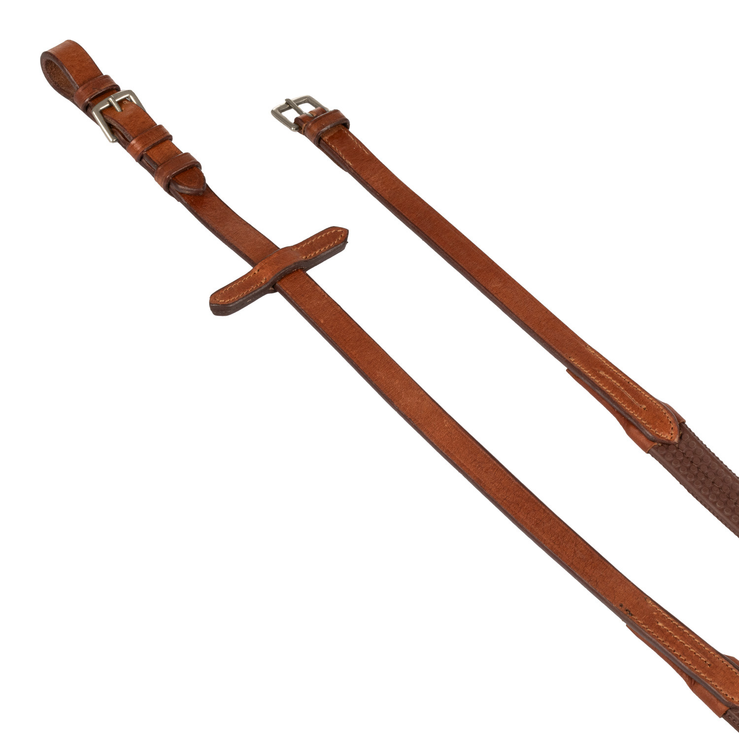 Leder-Gummizügel mit silbernen Beschlägen (1,6 cm)