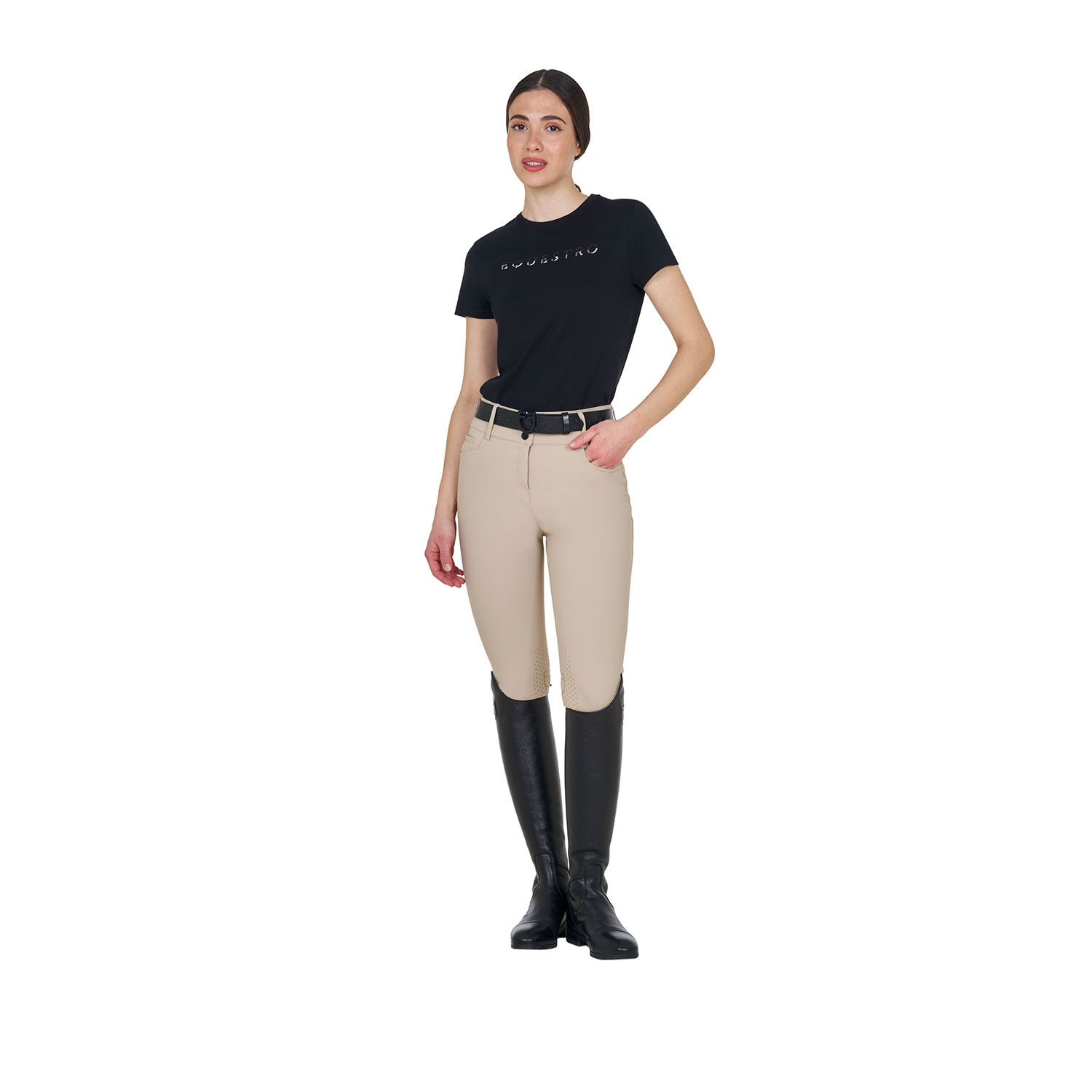 Damen-Reithose High Waist mit Strass-Logo