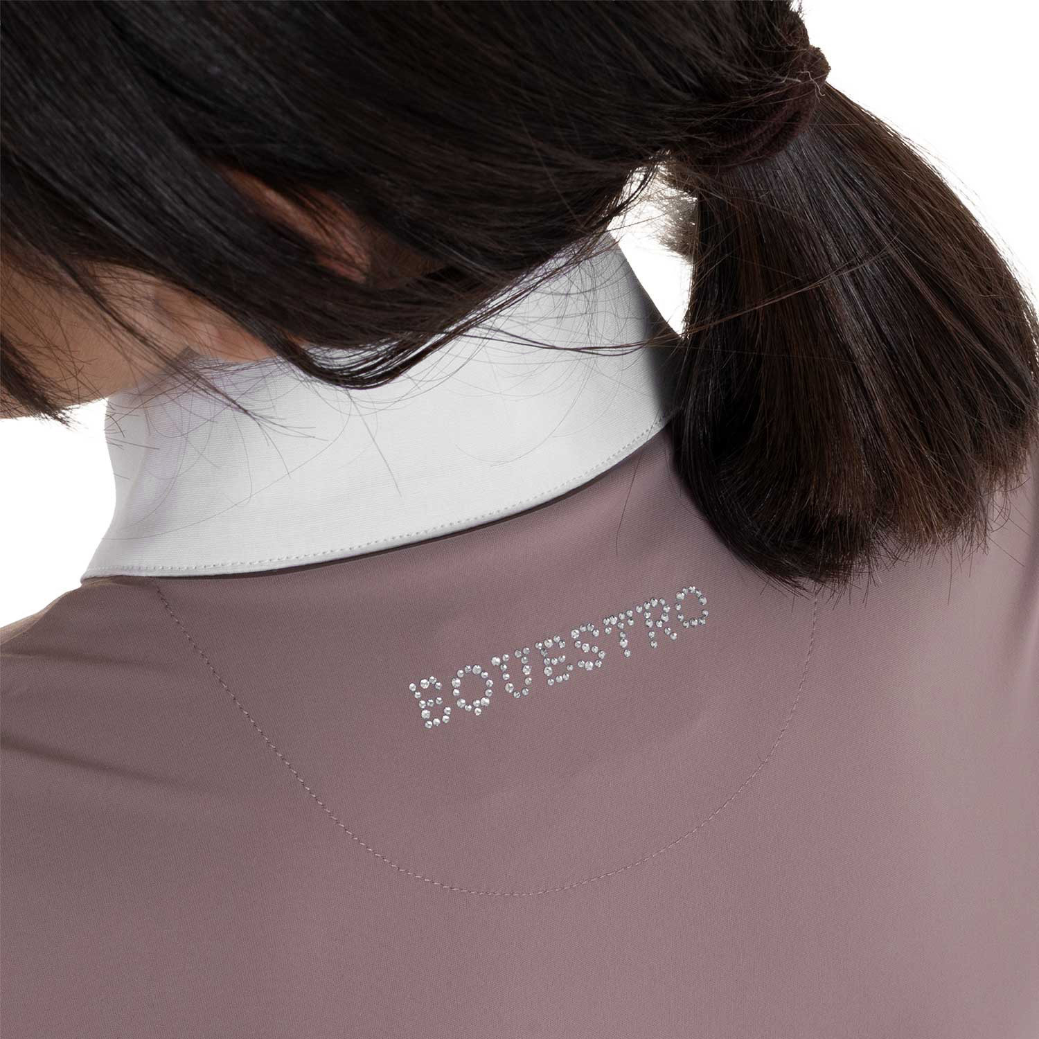 Langarm-Turnierpoloshirt für Mädchen mit Strasssteinen