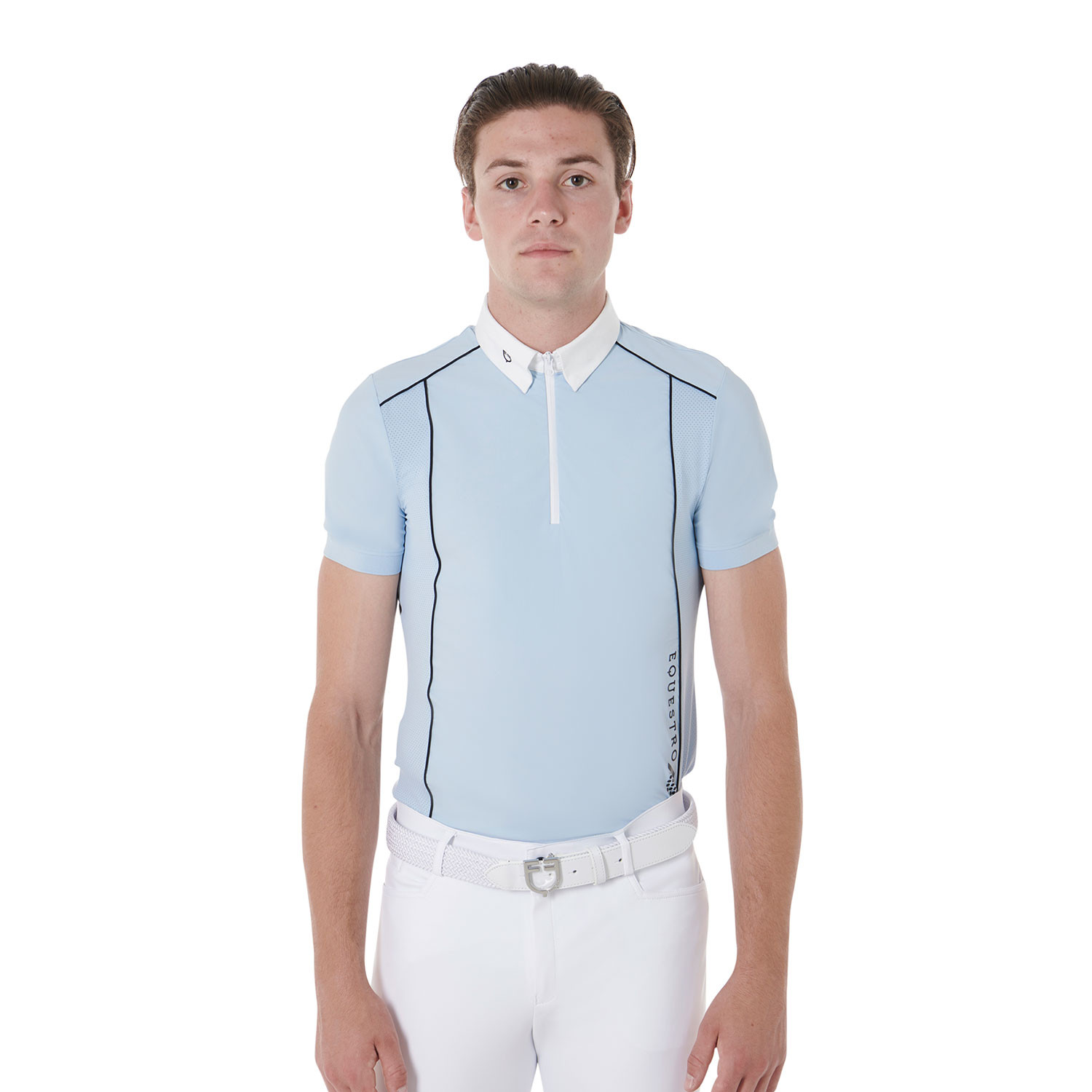 Tailliertes Herren-Poloshirt aus Funktionsgewebe mit Paspelierung