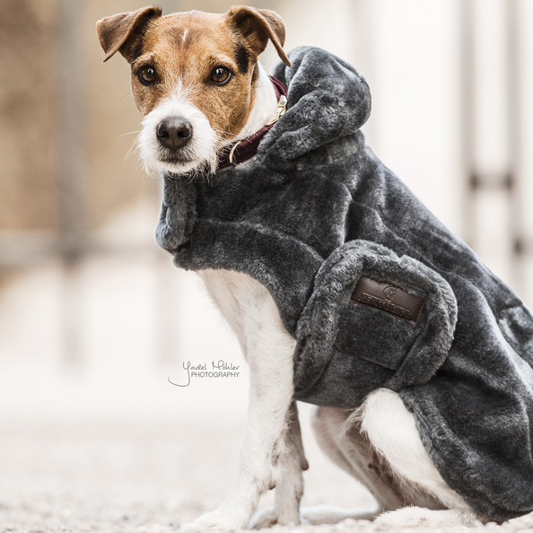Fake fur dog coat in grey