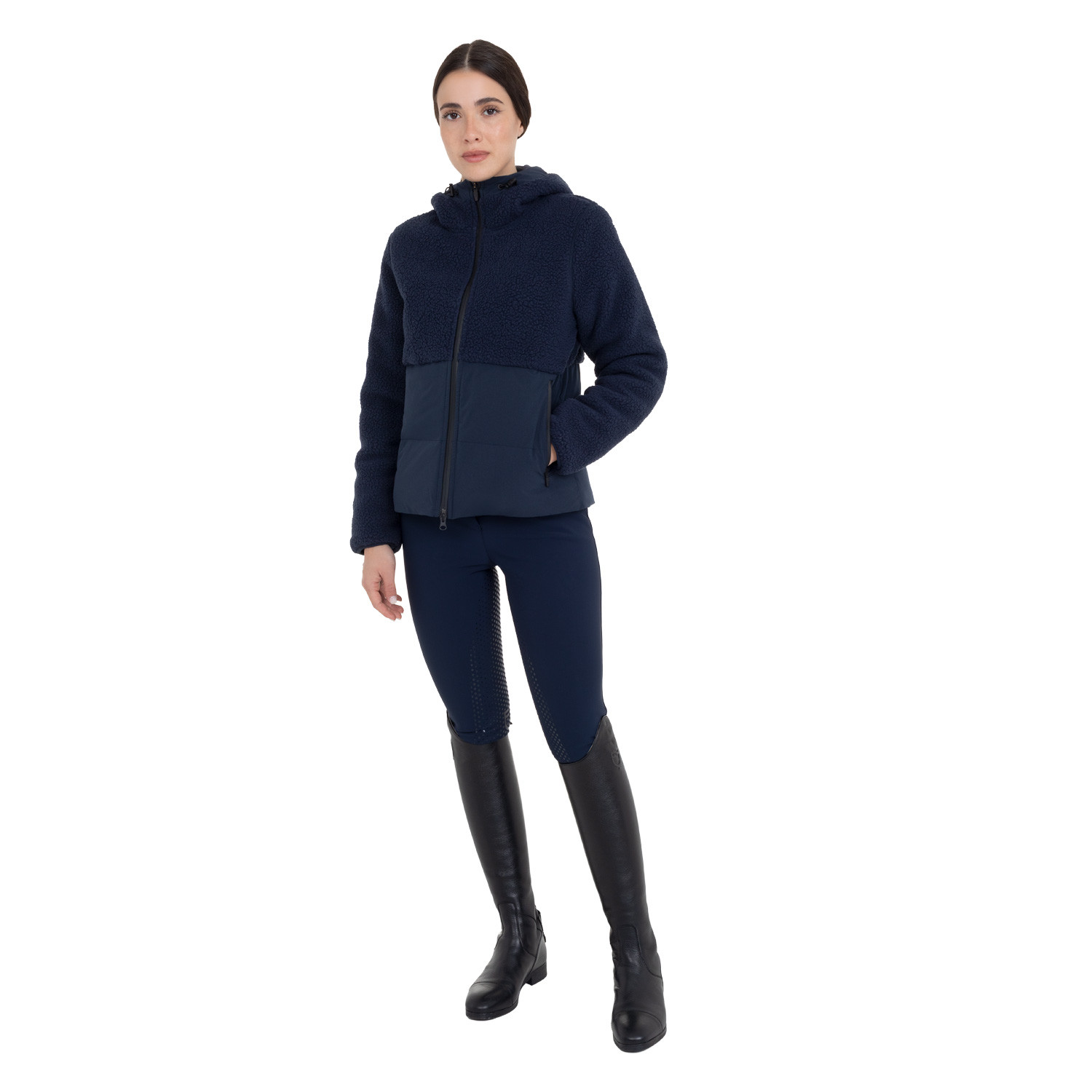 Damen-Daunenjacke mit Teddy-Einsätzen