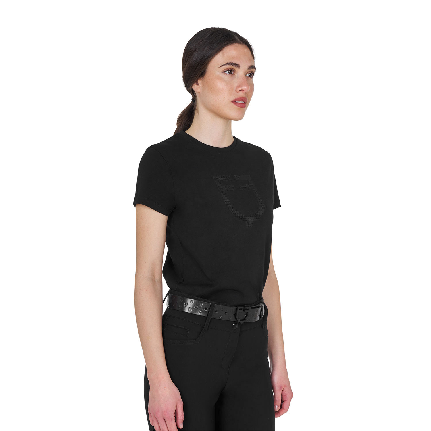 Basic T-Shirt mit tonalem Glanzlogo