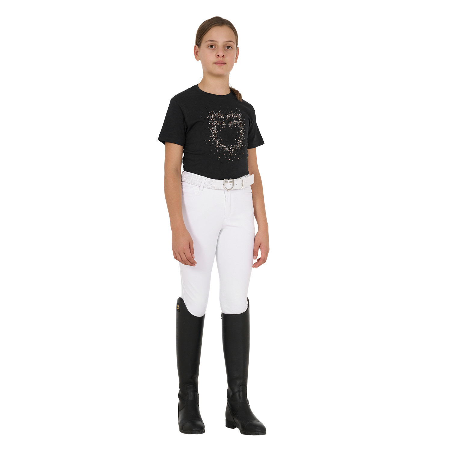 Schmal geschnittenes Mädchen-T-Shirt mit Glitzer-Logo