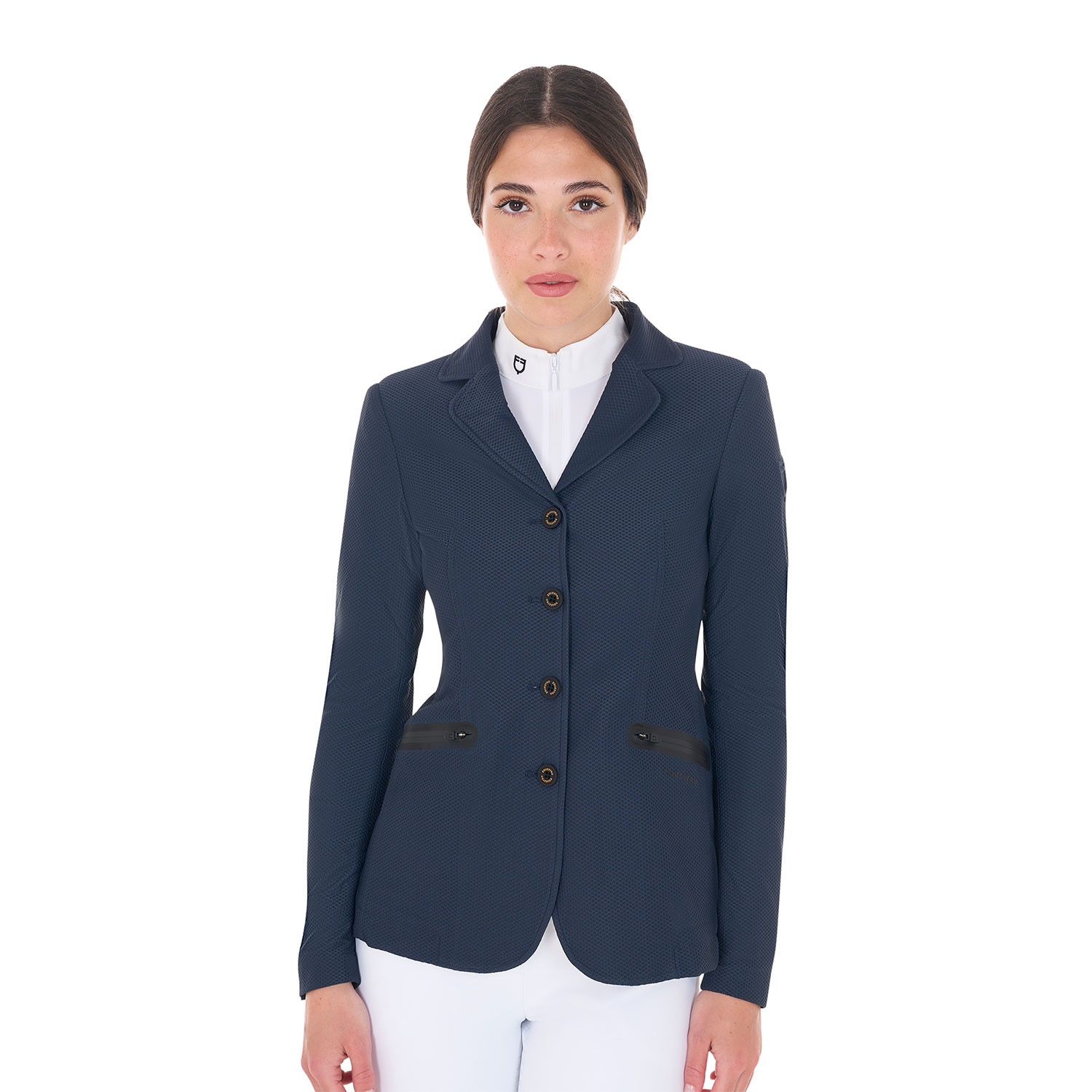 Turnierjacket für Damen mit vier Knöpfen aus perforiertem Stoff