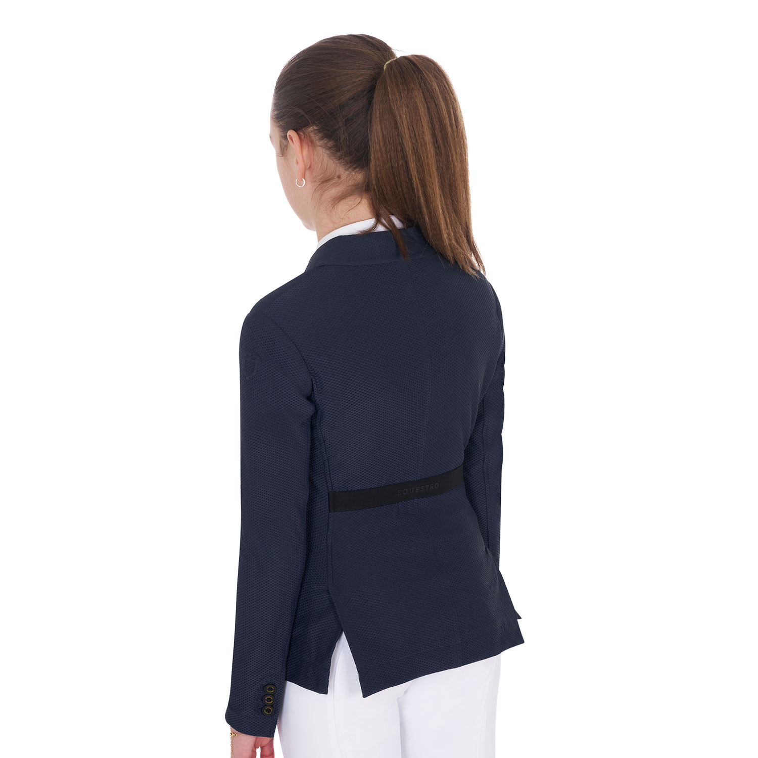 Mädchen-Turnierjacke mit drei Knöpfen aus perforiertem Gewebe