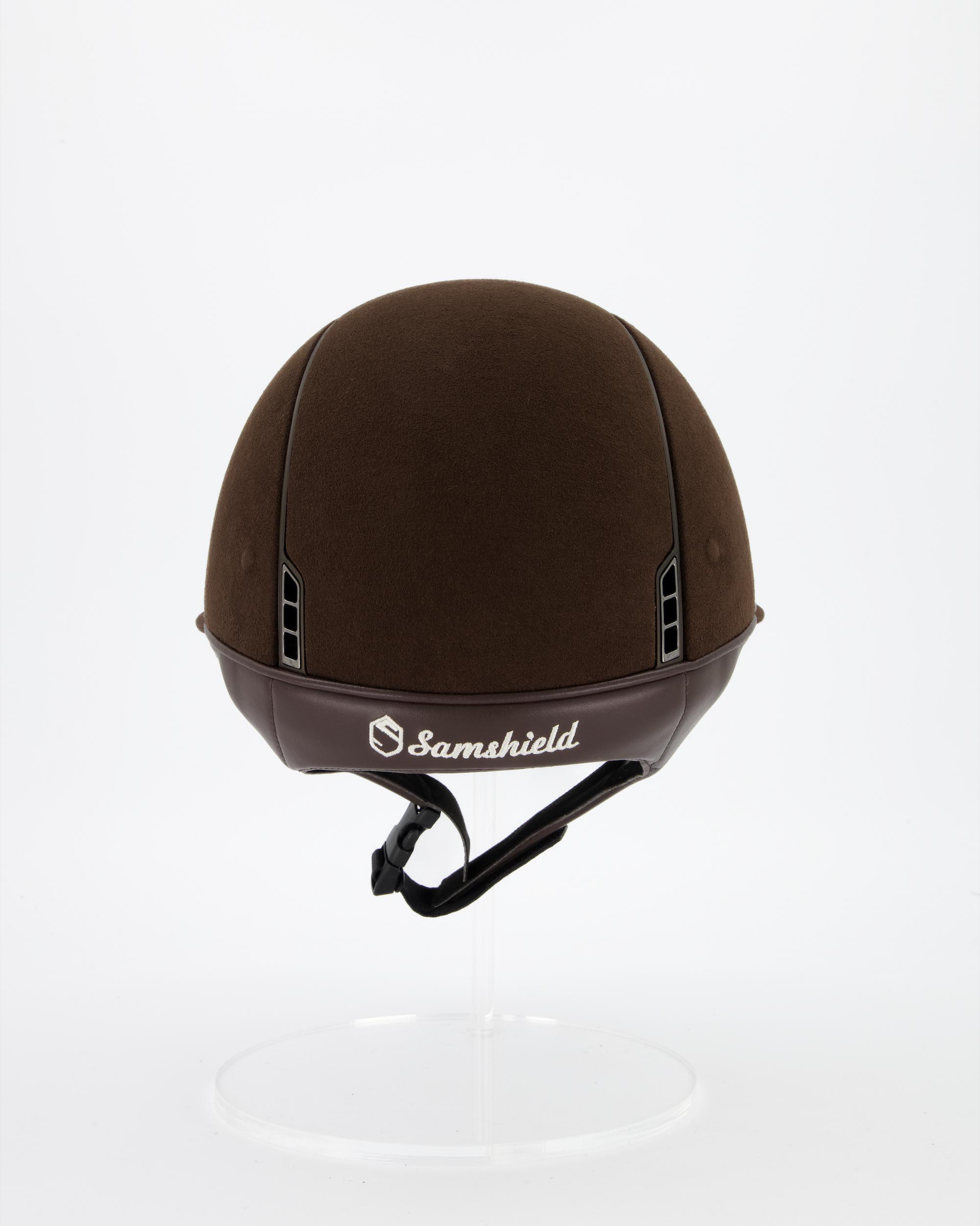 Riding helmet Miss Shield Premium Alcantara Frontalband Leather Matt Bronze in brown
