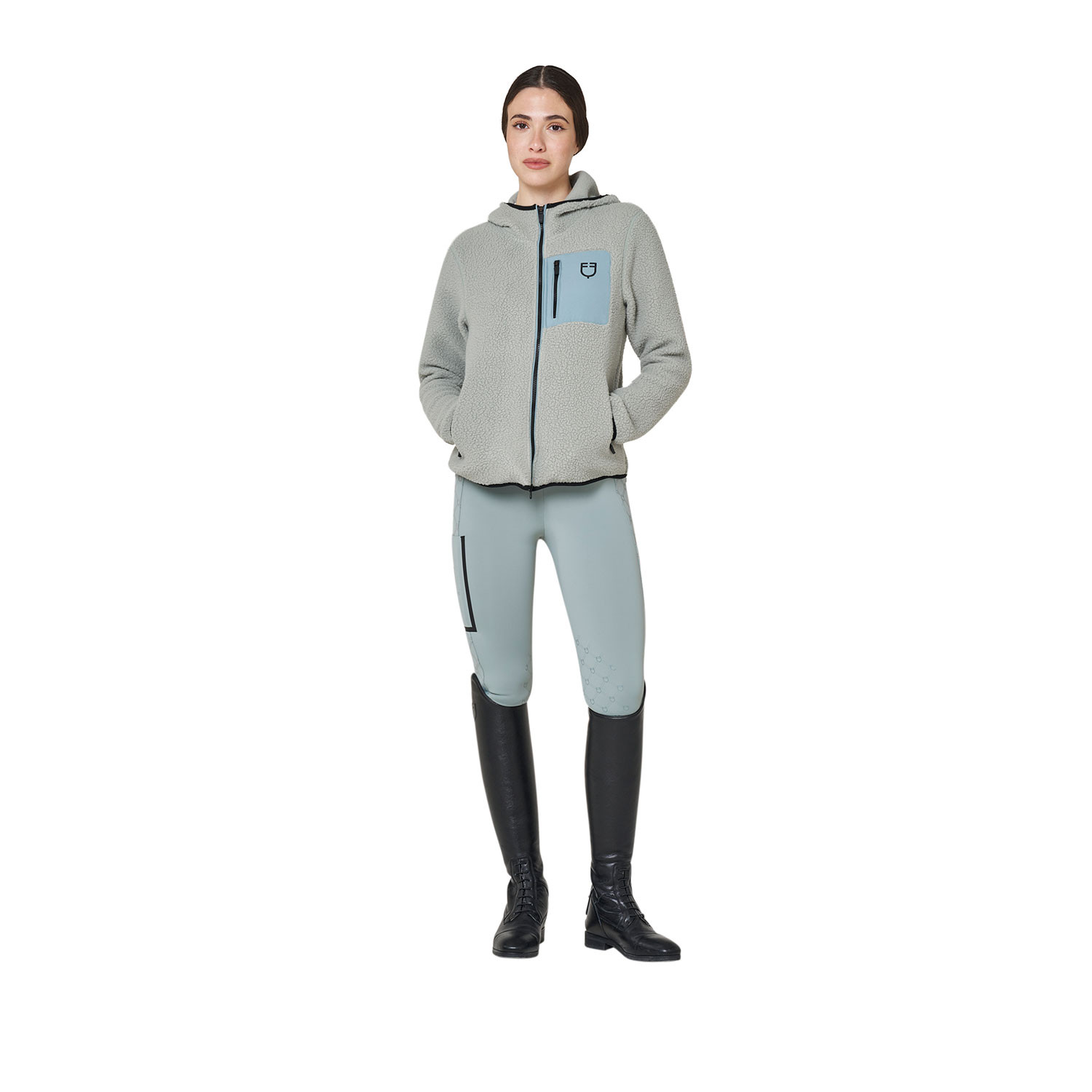 Damen-Teddyfleece-Kapuzenjacke mit Reißverschluss