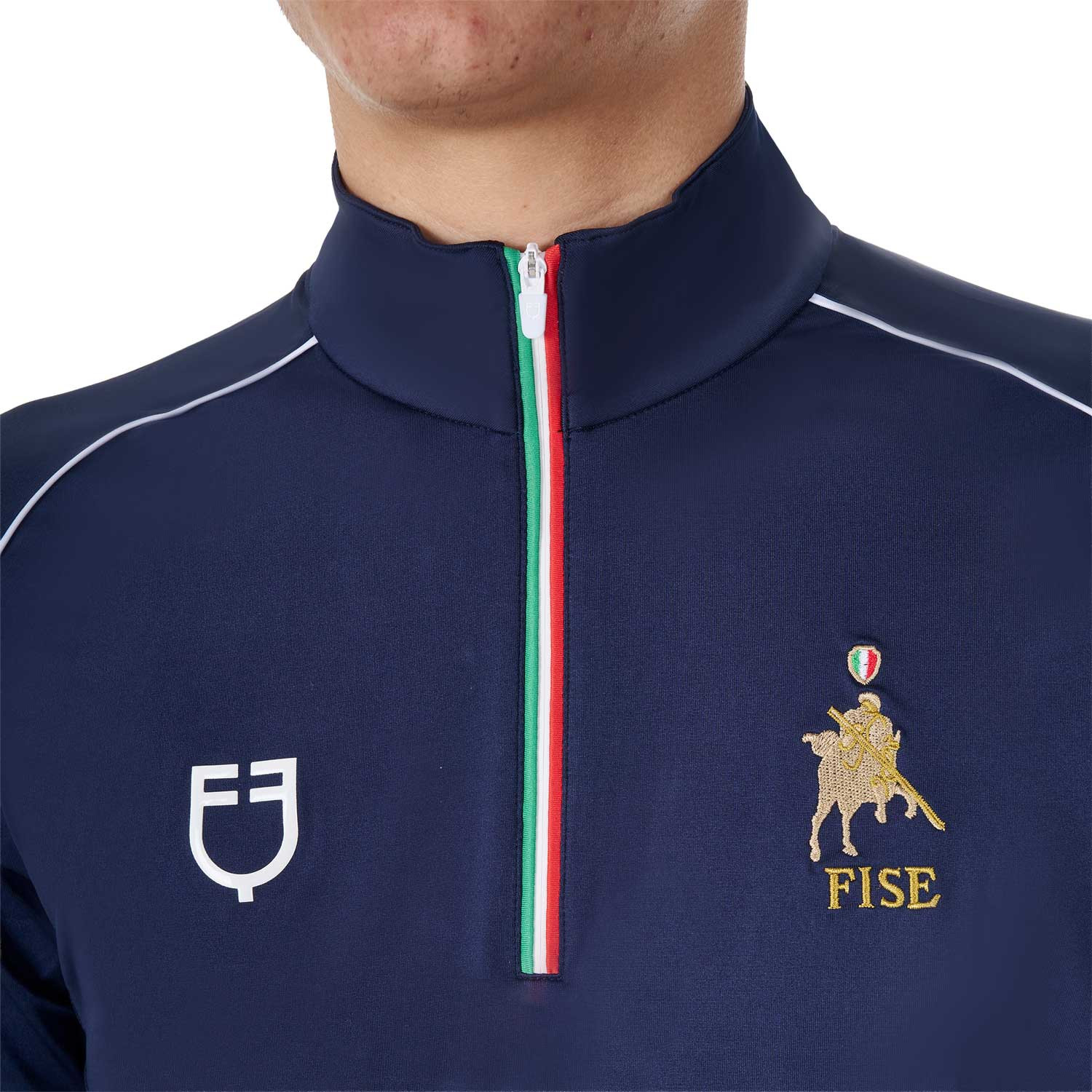 Herren-Trainingspolo mit Reißverschluss in italienischen Farben X FISE