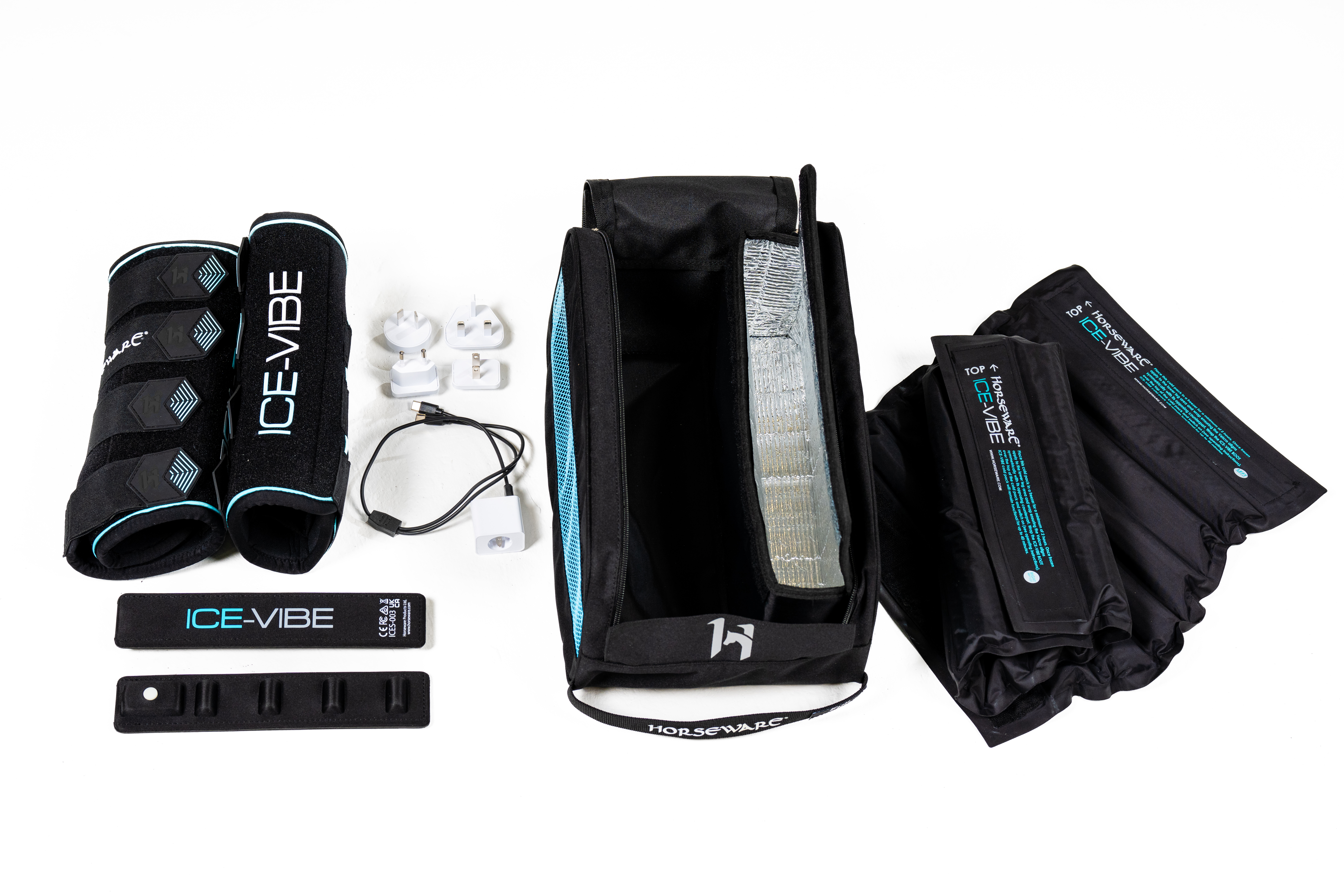 Ice-Vibe Boot 2.0 cooling gaiters in black/aqua
