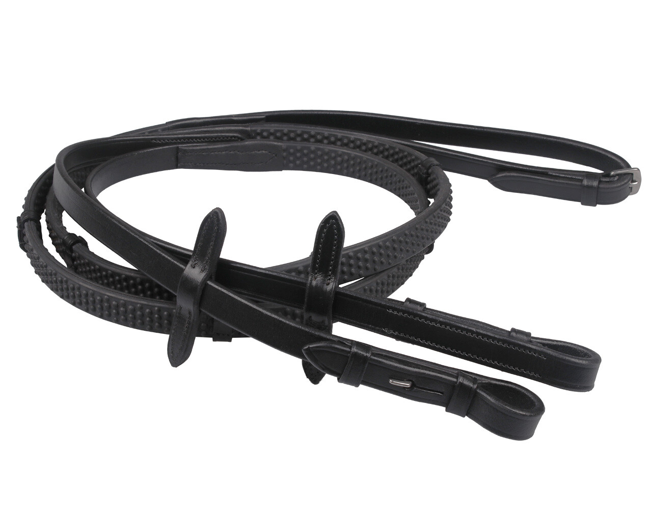 Soft rubber reins with stops