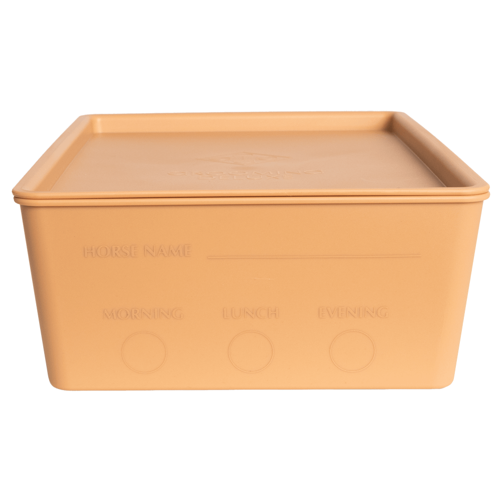 Feed box for horses with lid