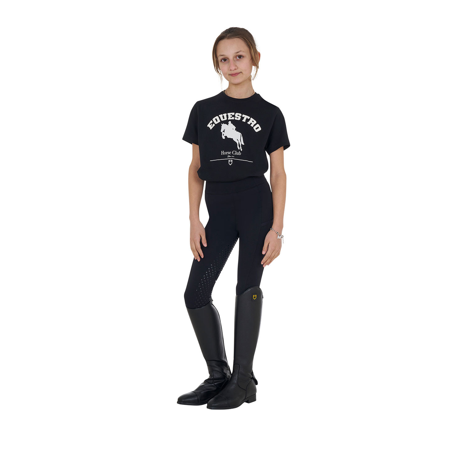 Baumwoll-T-Shirt Jumping Horse Club für Mädchen