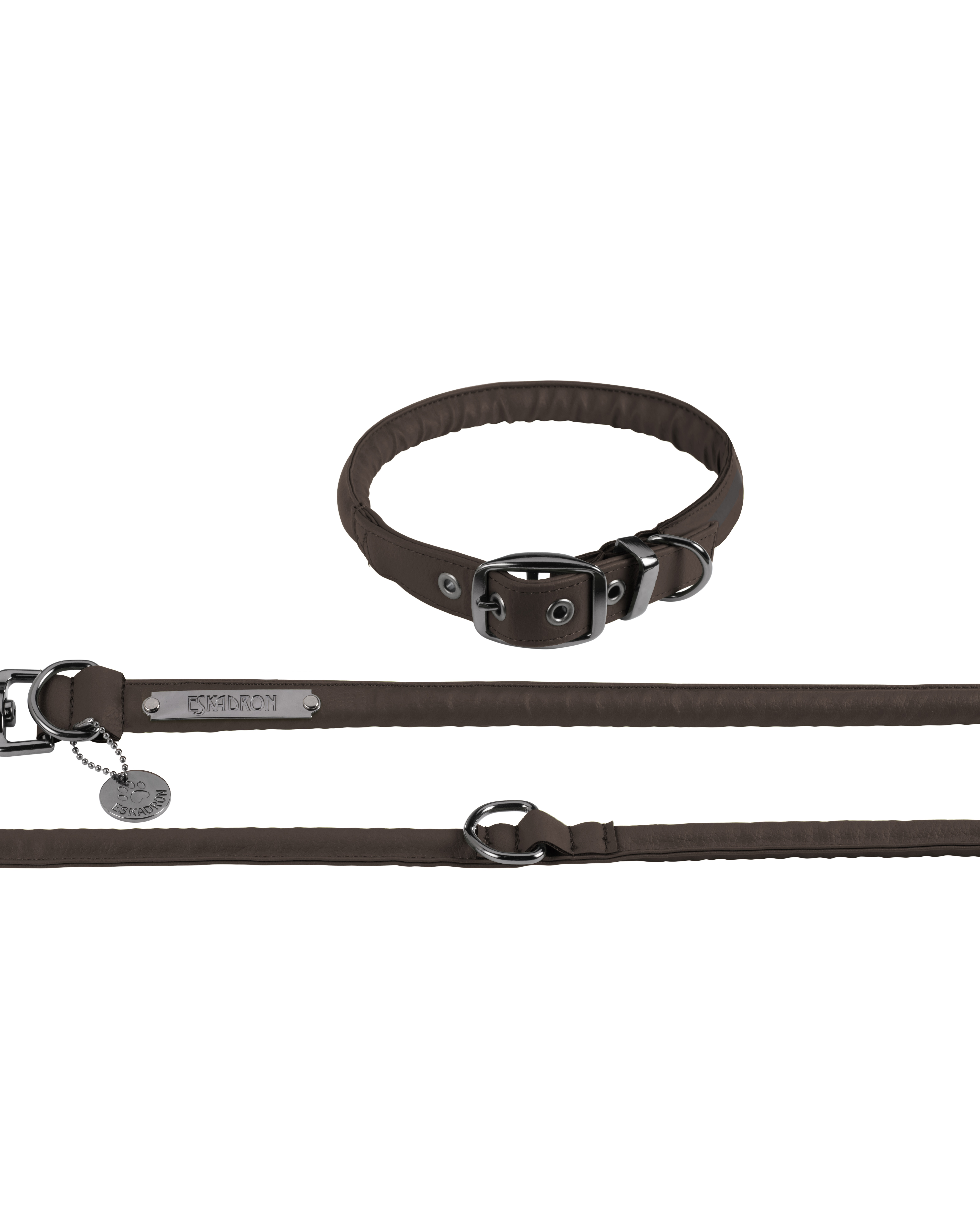 Dog set Faux Leather Platinum in teak brown