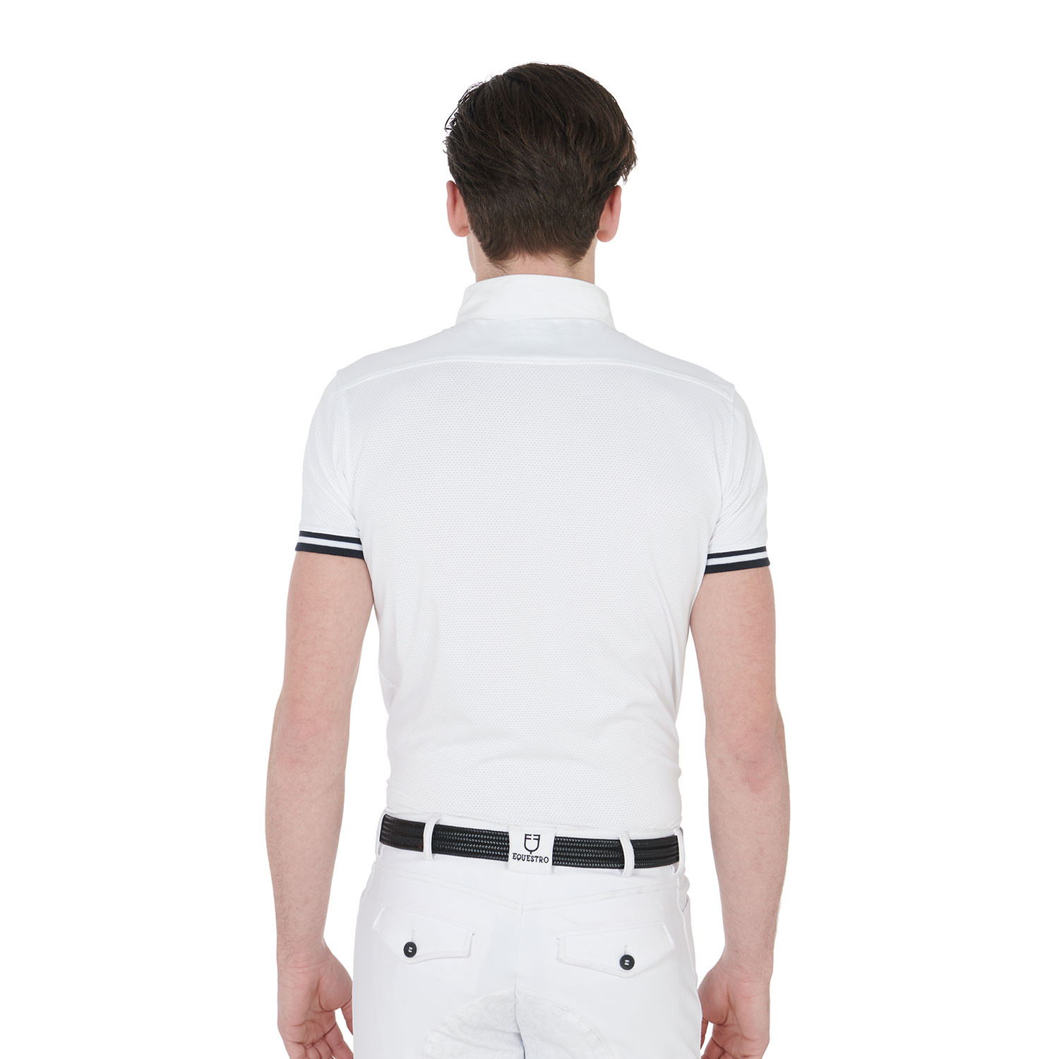 Tailliertes Herren-Turnierpoloshirt mit schwarzen Einsätzen