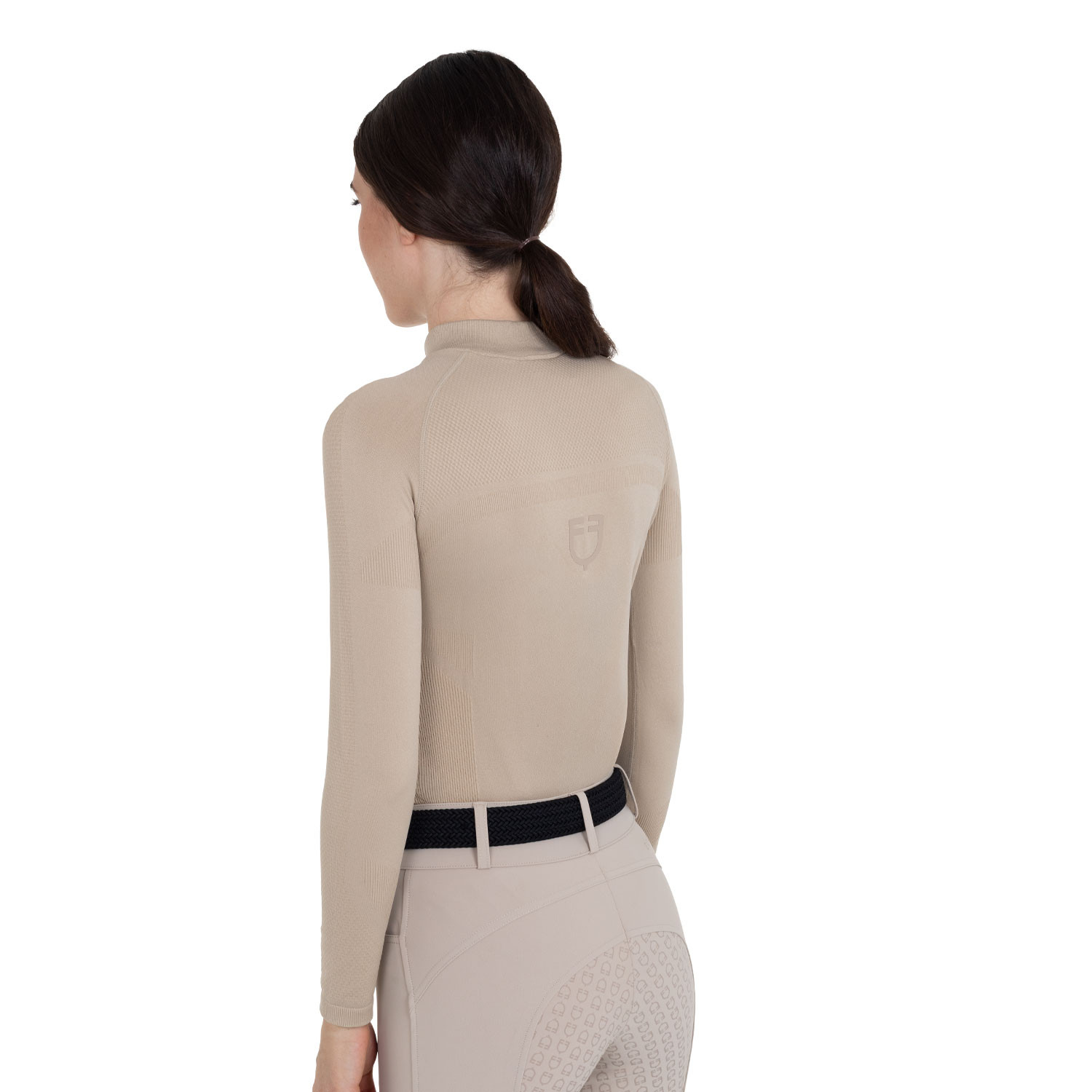 Trainings-Poloshirt für Damen aus technischem Strick mit Reißverschluss