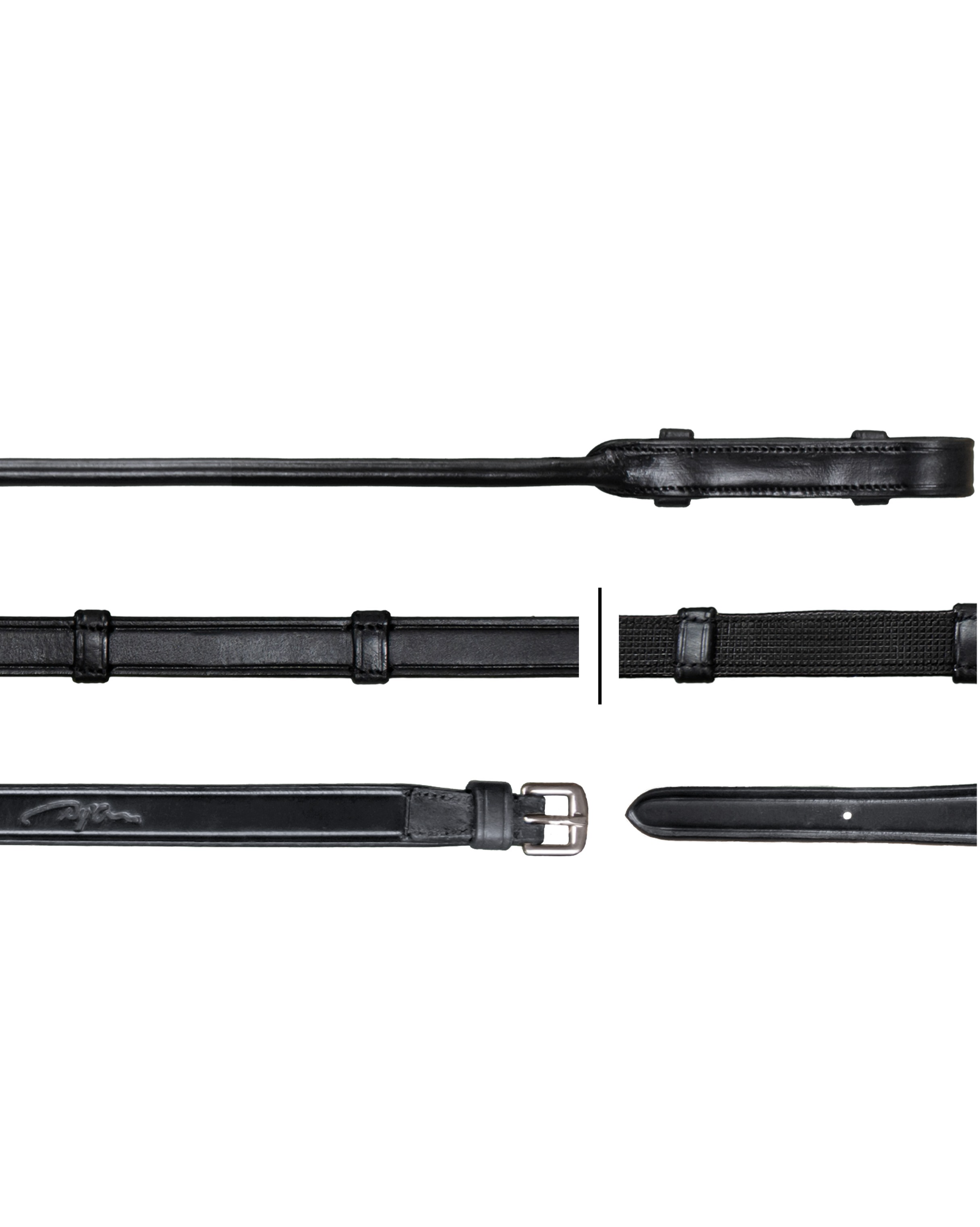 Jagdzügel 5/8 mit 7 Lederstegen in schwarz