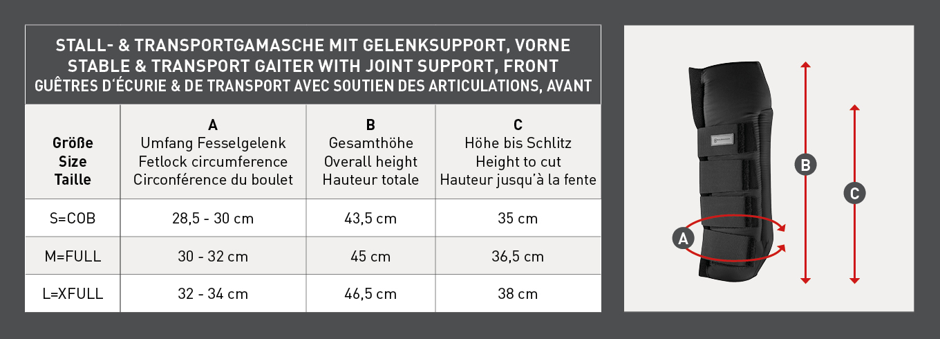 Stall- & Transportgamasche mit Gelenksupport, hinten