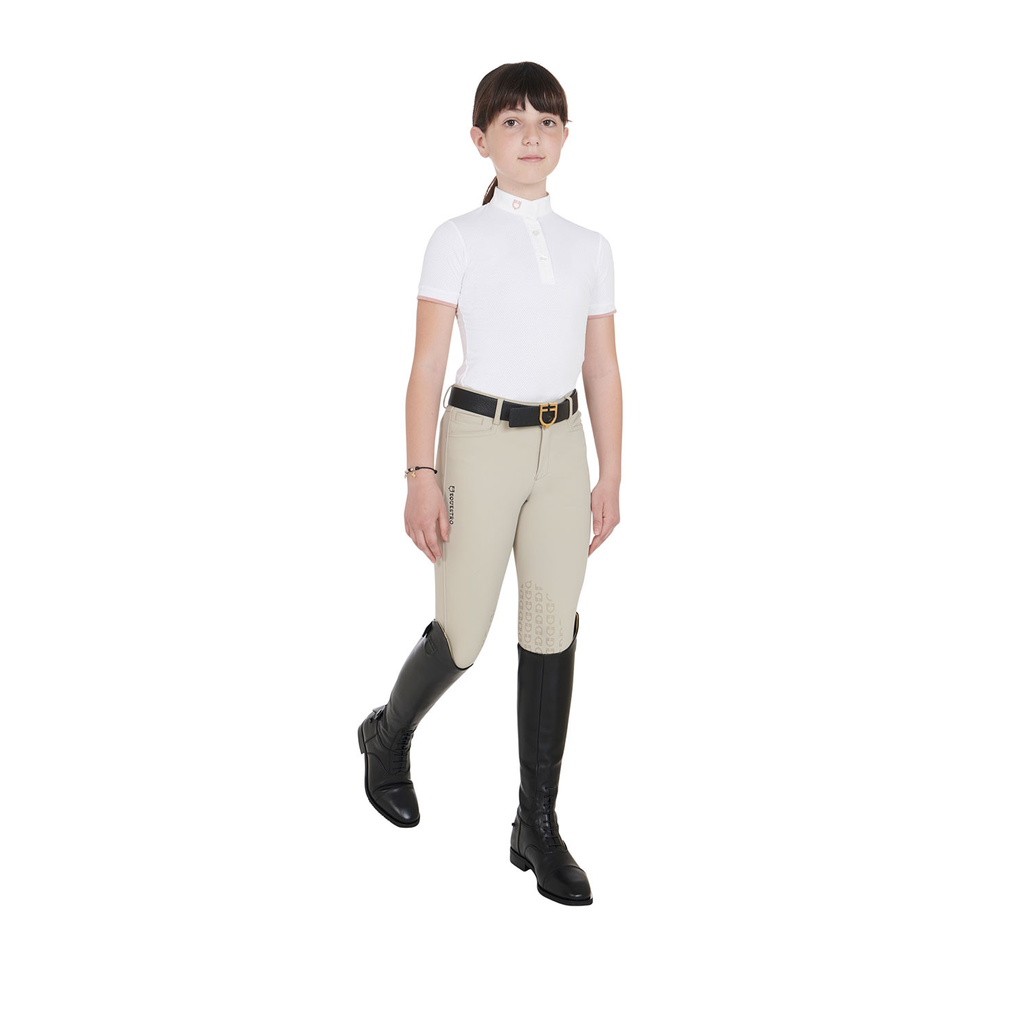 Mädchen-Turnierpolo Slim Fit atmungsaktiv