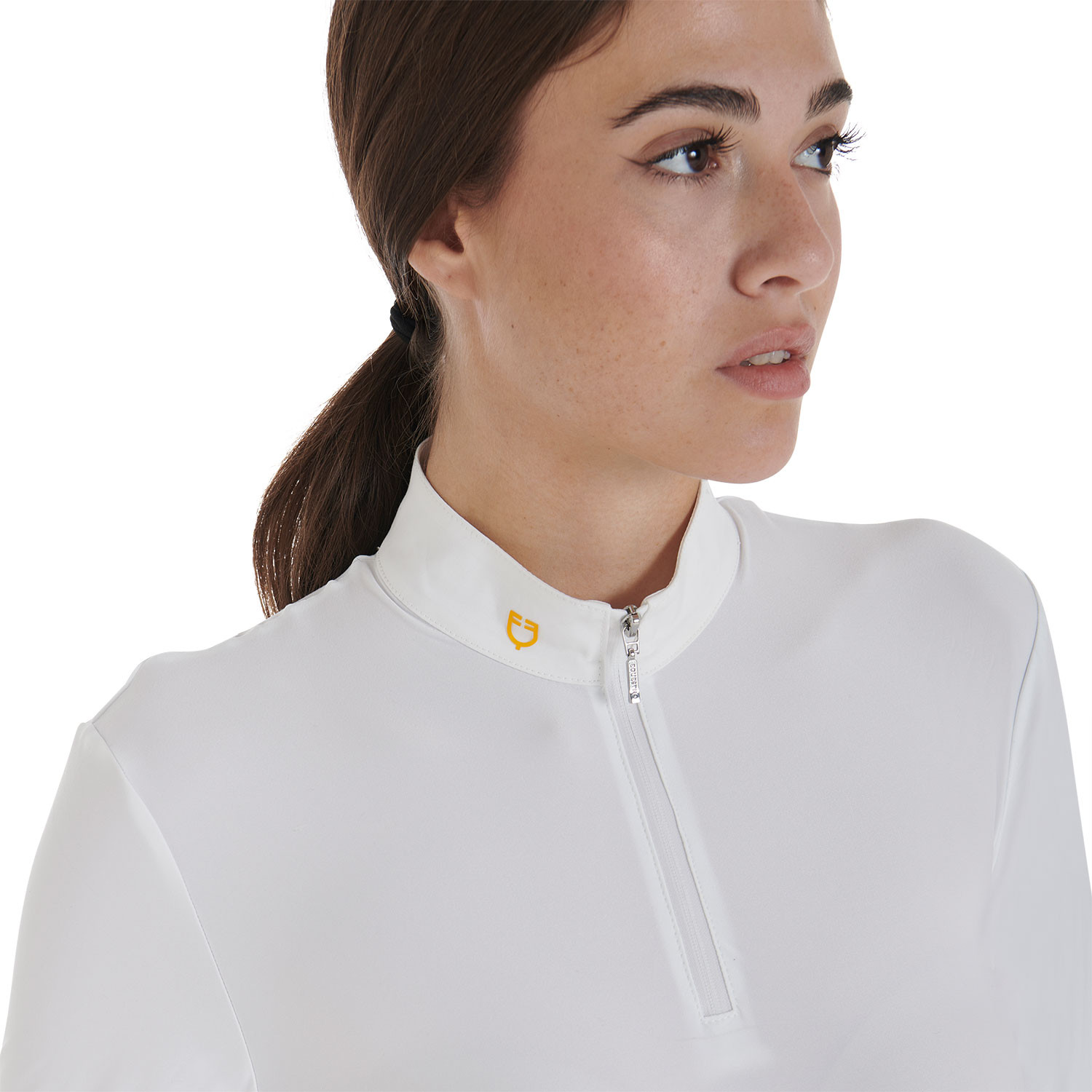 Langarm-Poloshirt aus technischem Fleece für Damen