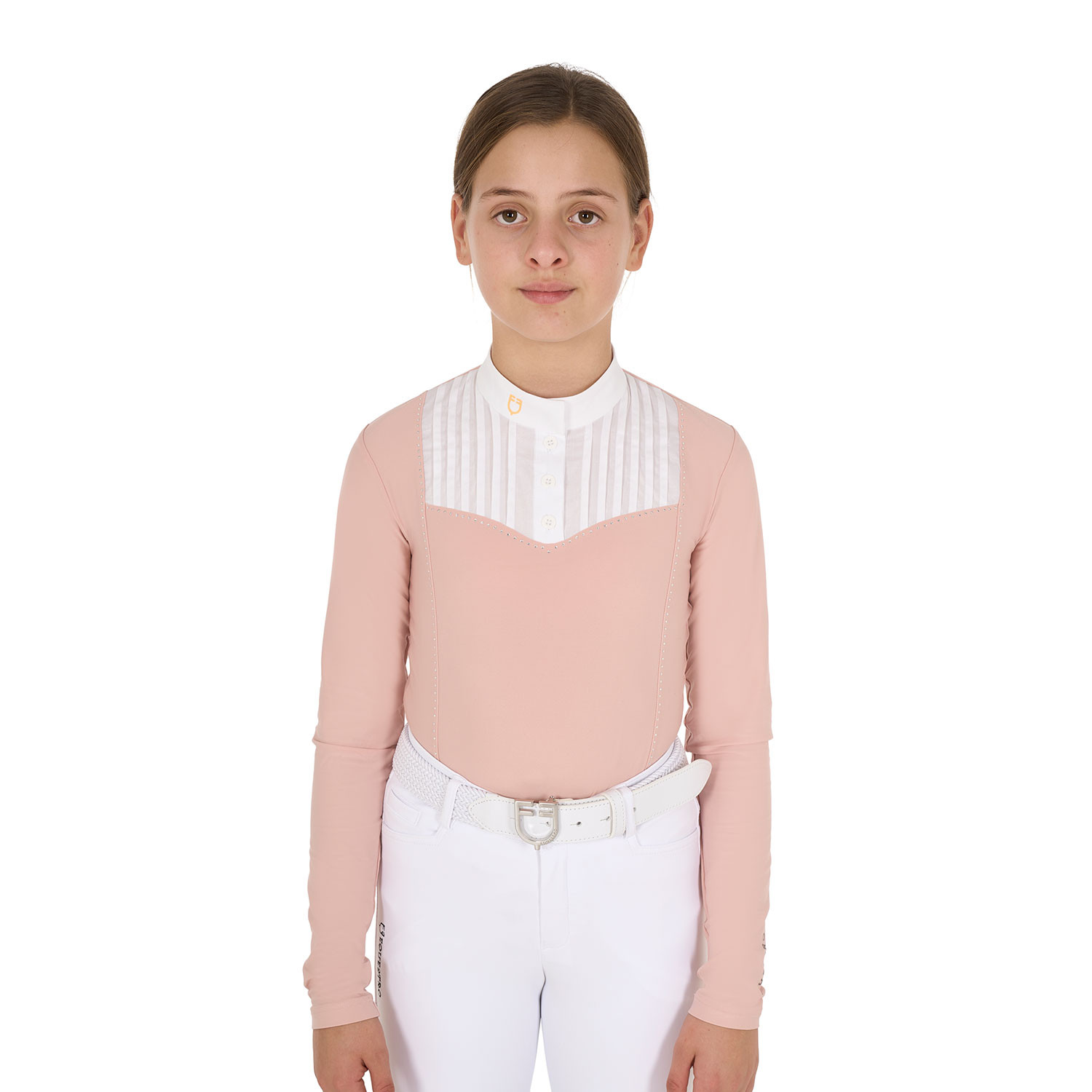 Polo de concours fille coupe ajustée avec strass