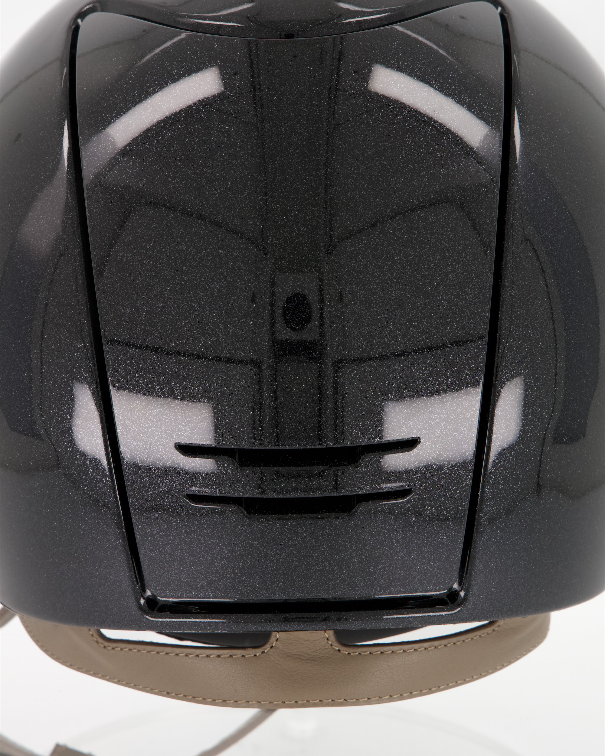 Reithelm Cromo 2.0 Diamond Polo mit taupe Kinnriemen in schwarz