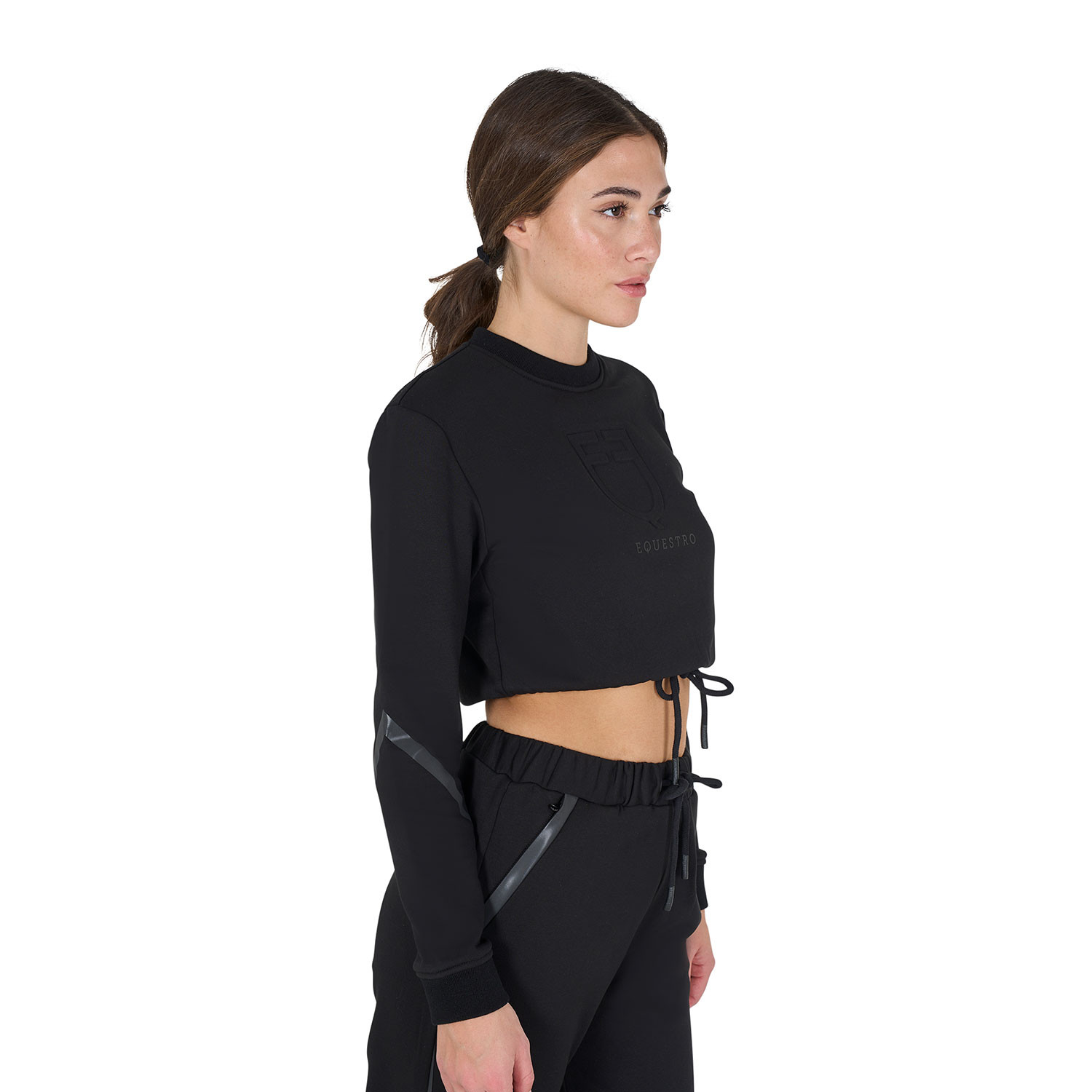 Kurzes Damen-Sweatshirt mit Rundhalsausschnitt