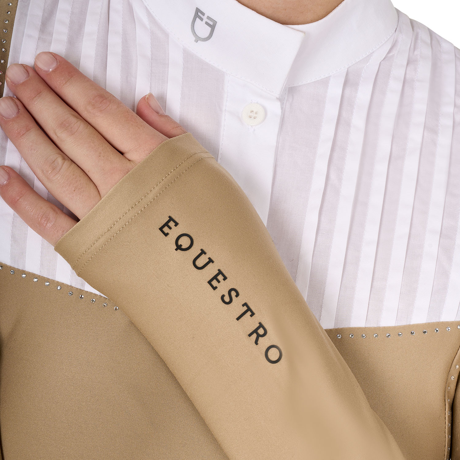 Tailliertes Damen-Turnierpoloshirt mit Strasssteinen