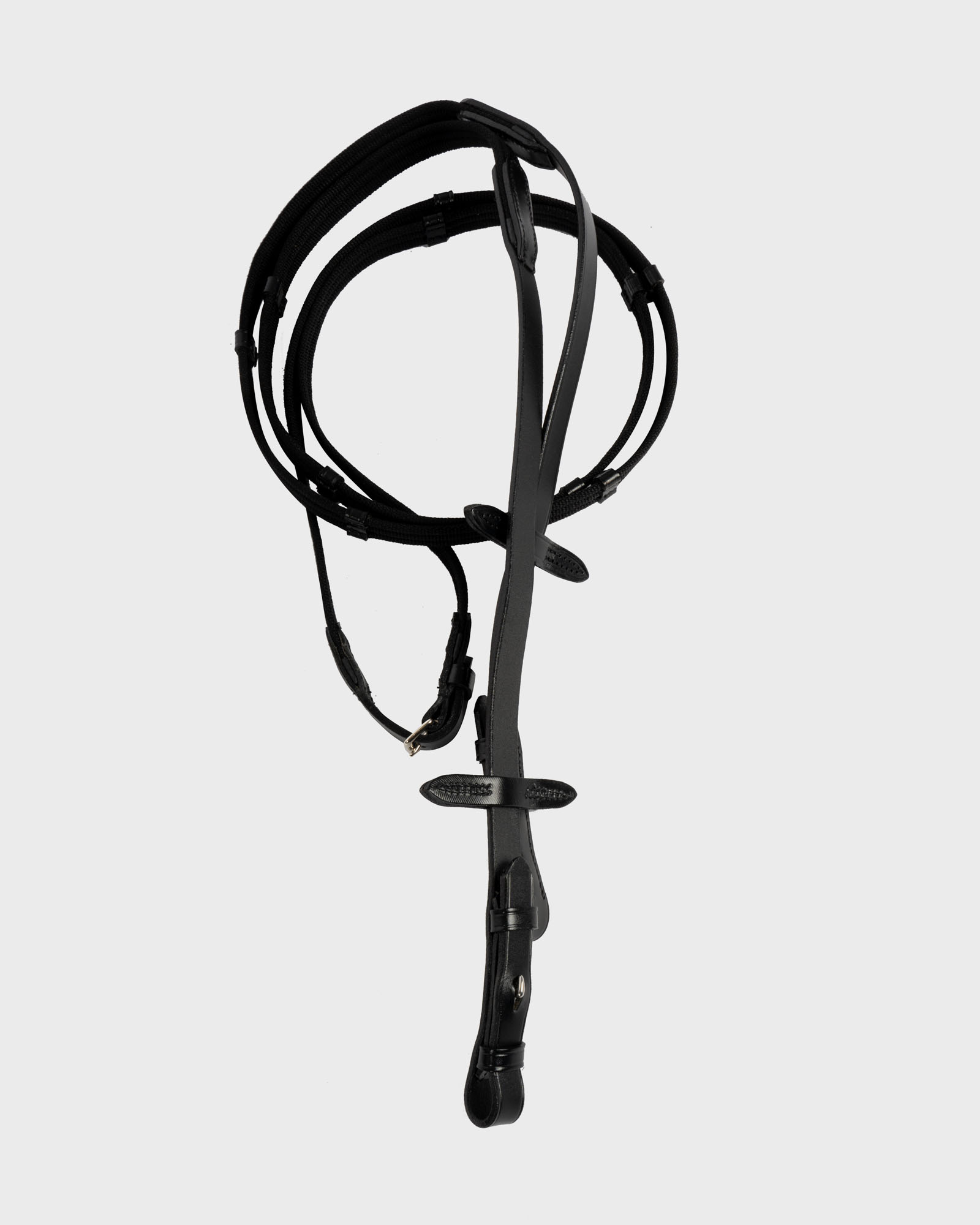 Snaffle Warendorf Feel Good, Caveson Swedish Comfort XS with patent, Browband Tiffany XL unicoloured Dark Grey incl. 16mm web reins in black